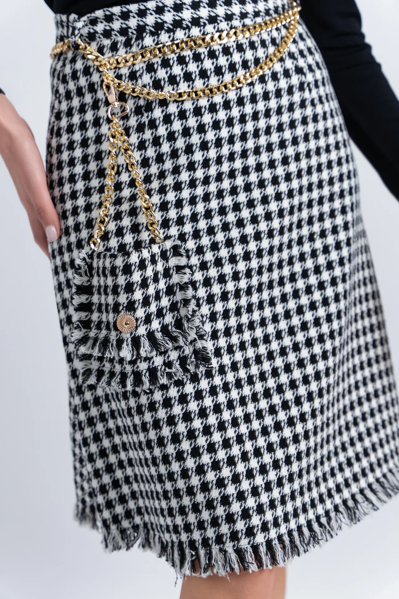 Aleeza Tweed Fringe Skirt - Image 2