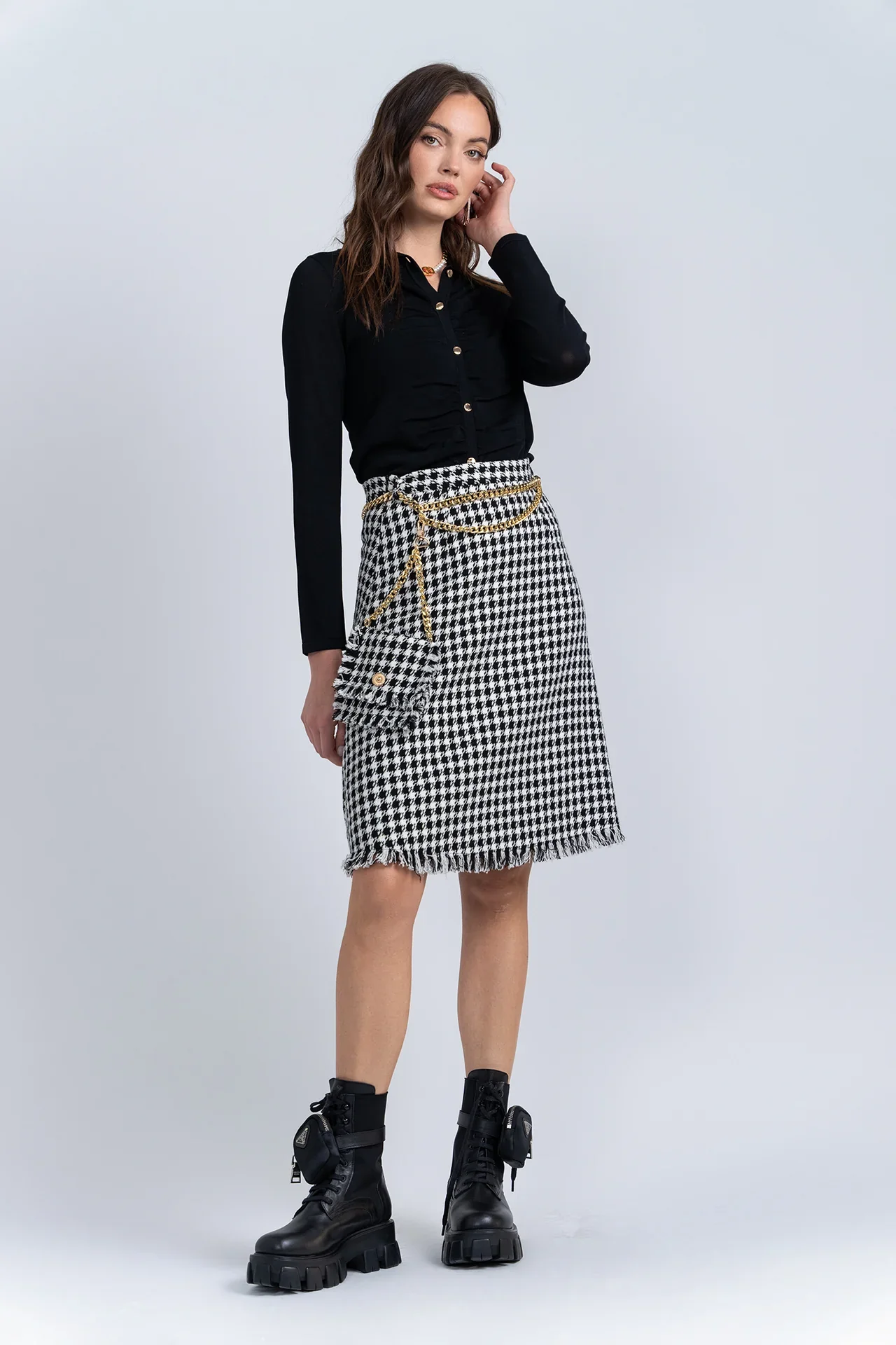 Aleeza Tweed Fringe Skirt - Image 3