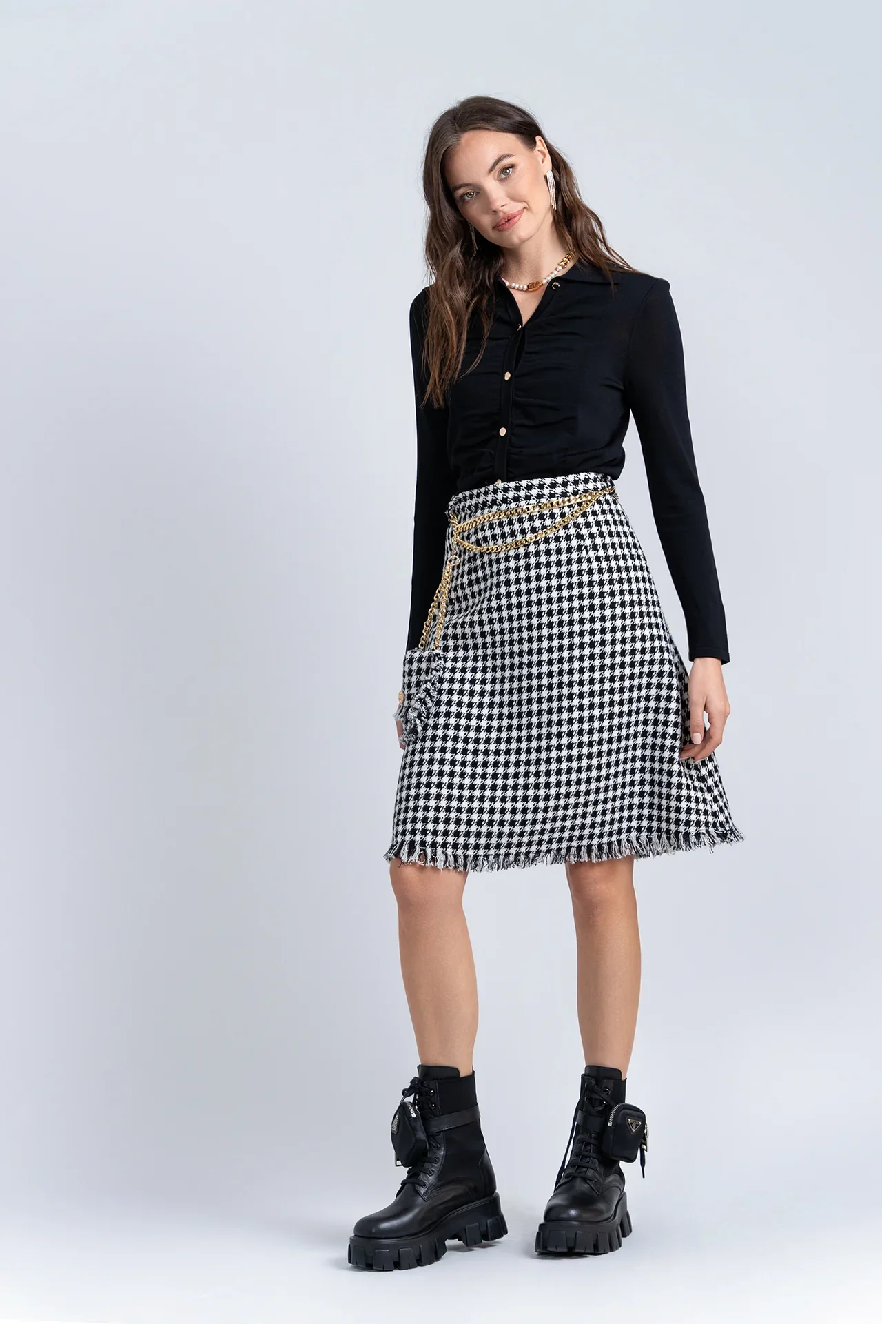 Aleeza Tweed Fringe Skirt - Image 4