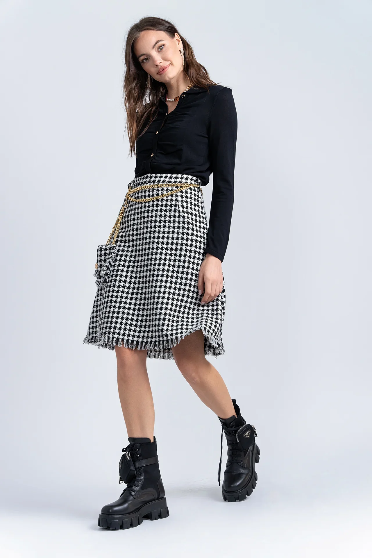 Aleeza Tweed Fringe Skirt - Image 7