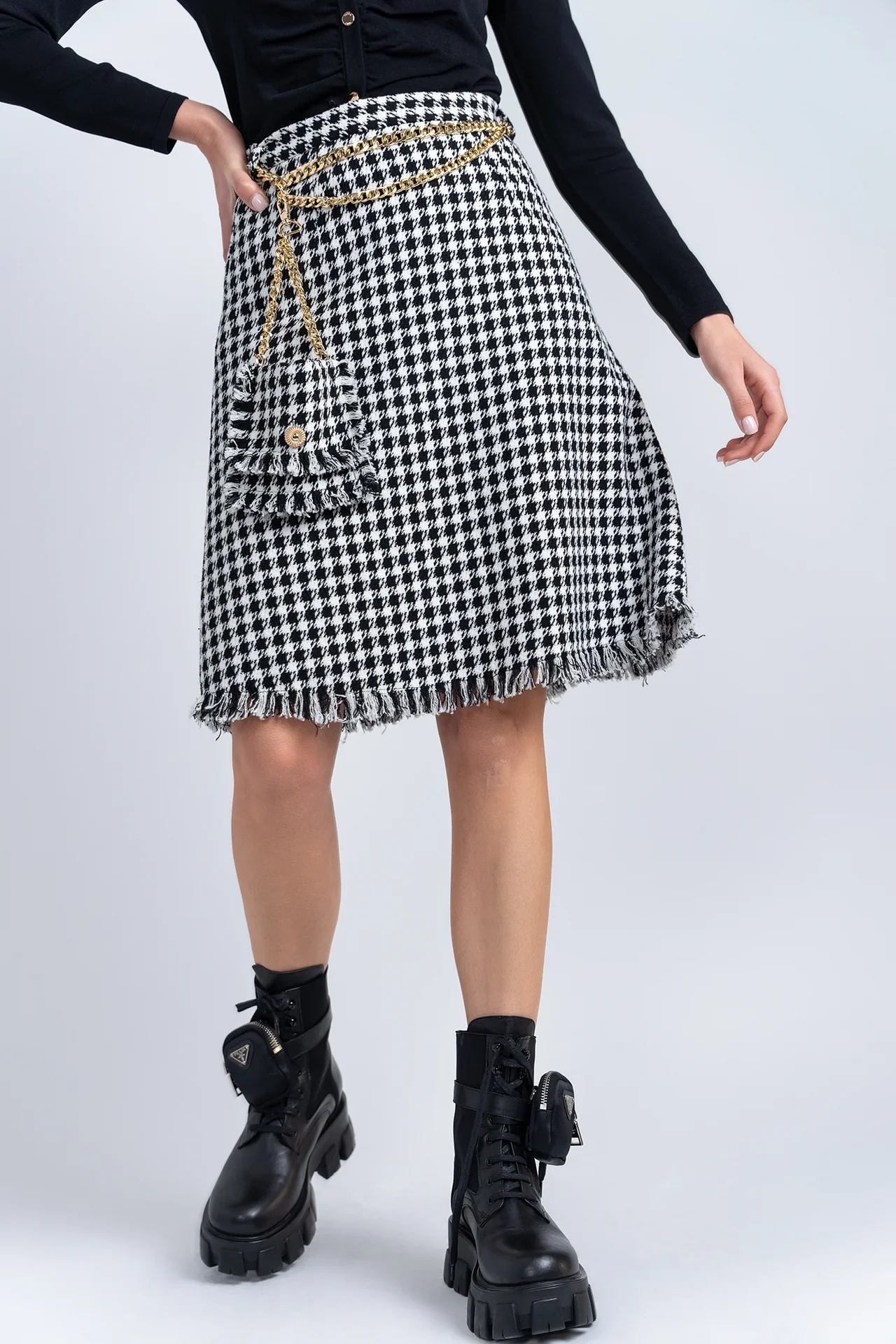 Aleeza Tweed Fringe Skirt - Image 9