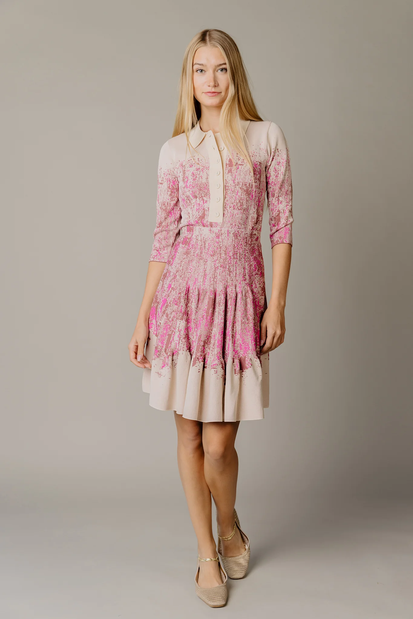 Apparalel Belize Tiered Skirt Vanilla Rose/ Dusty Magenta