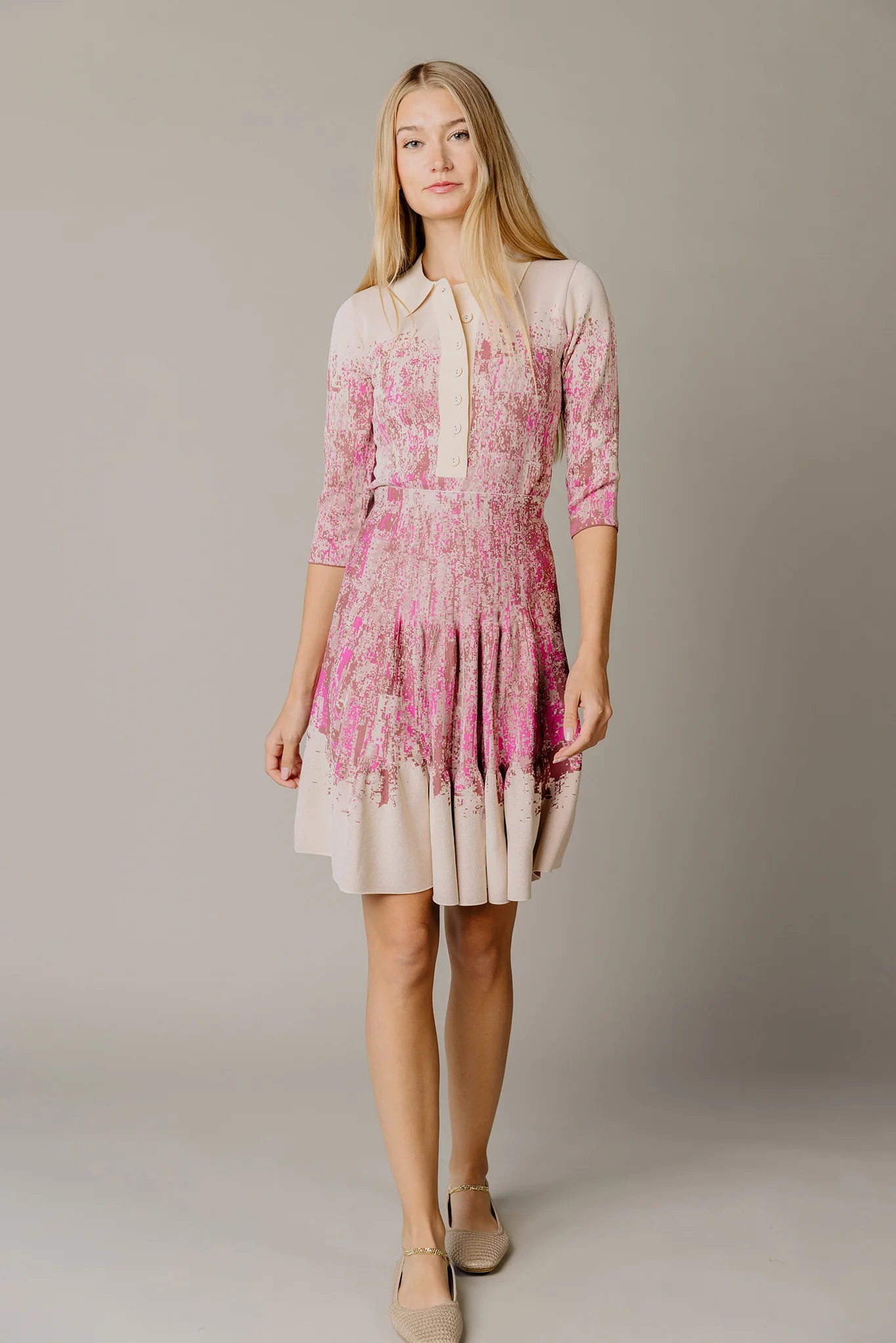 Apparalel Belize Tiered Skirt Vanilla Rose/ Dusty Magenta - Image 2