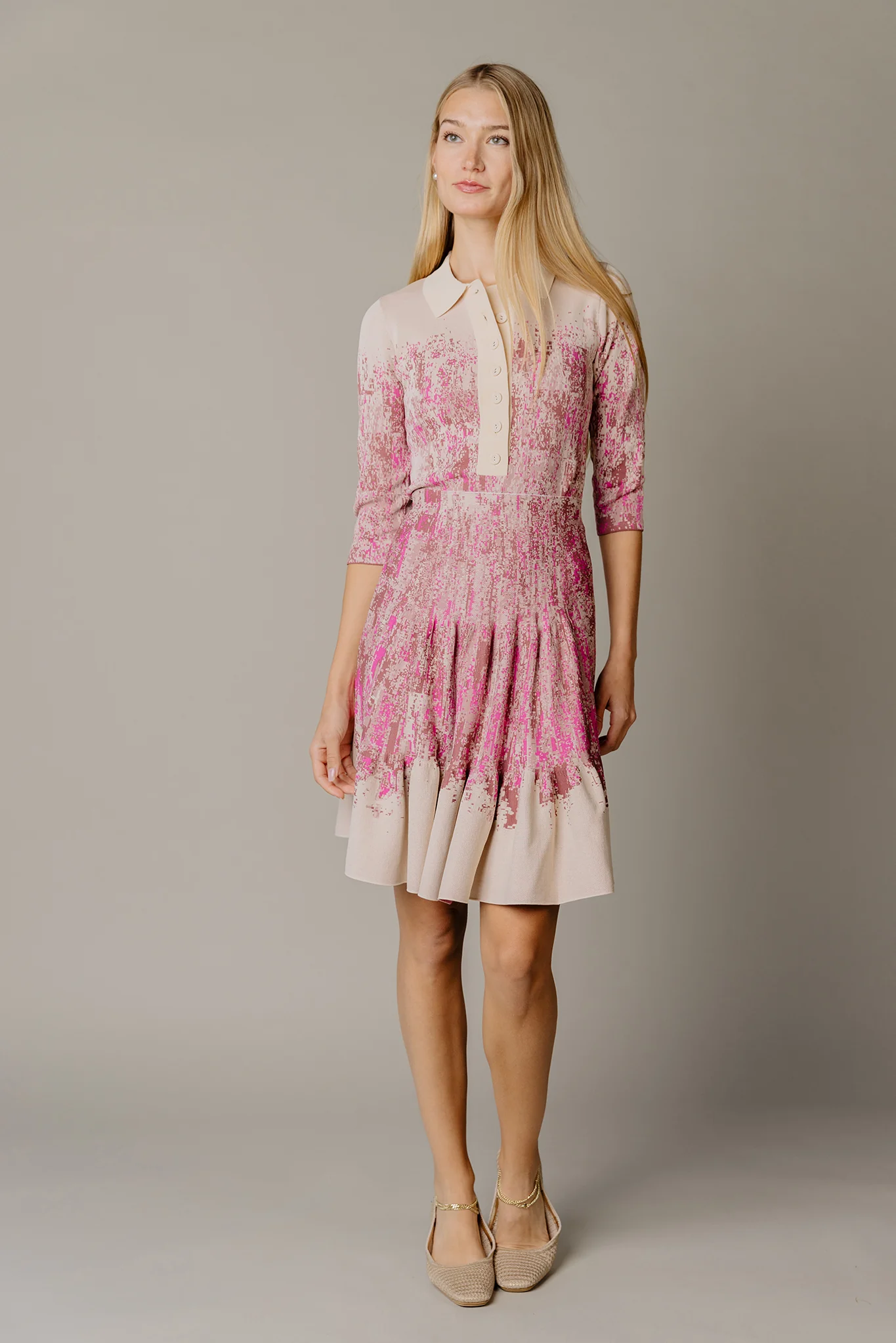Apparalel Belize Tiered Skirt Vanilla Rose/ Dusty Magenta - Image 3