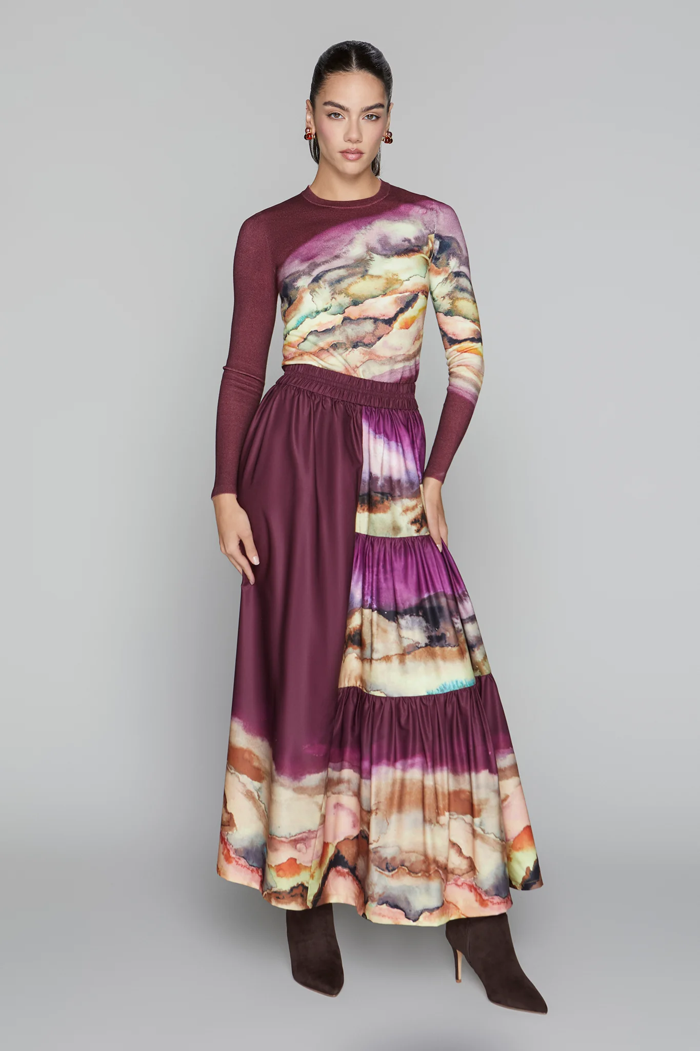 Apparalel Wells Skirt Merlot Ombre