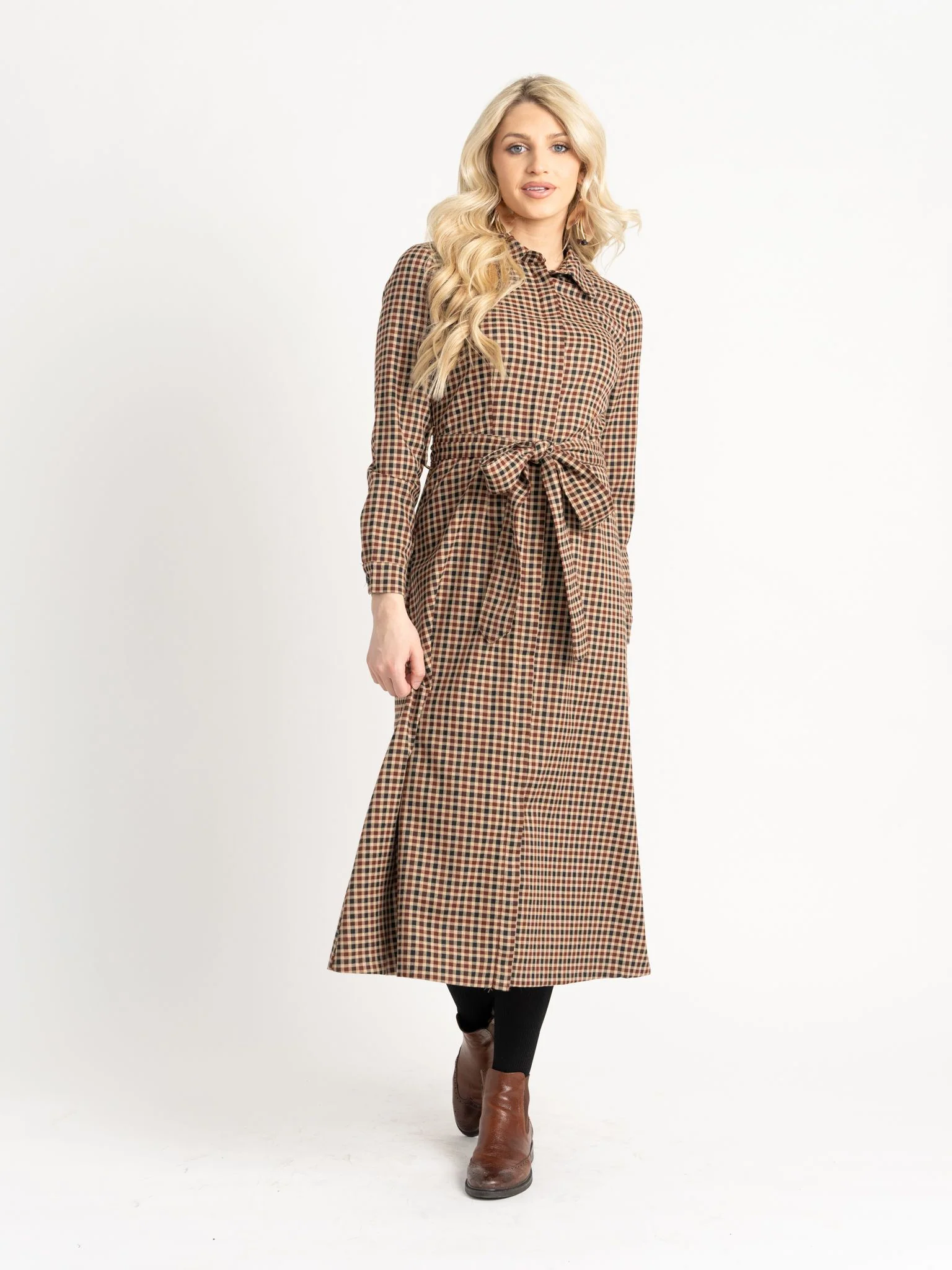Belted Plaid Dress - Image 3