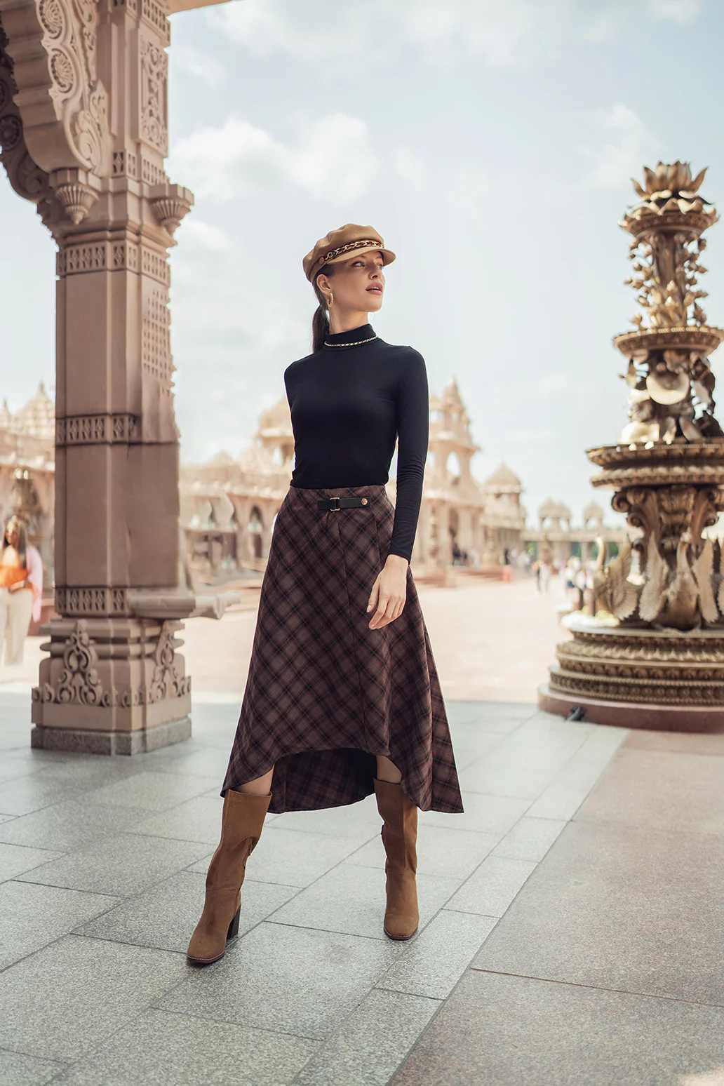 Bliss Buckle Skirt Olive Plaid - Image 2