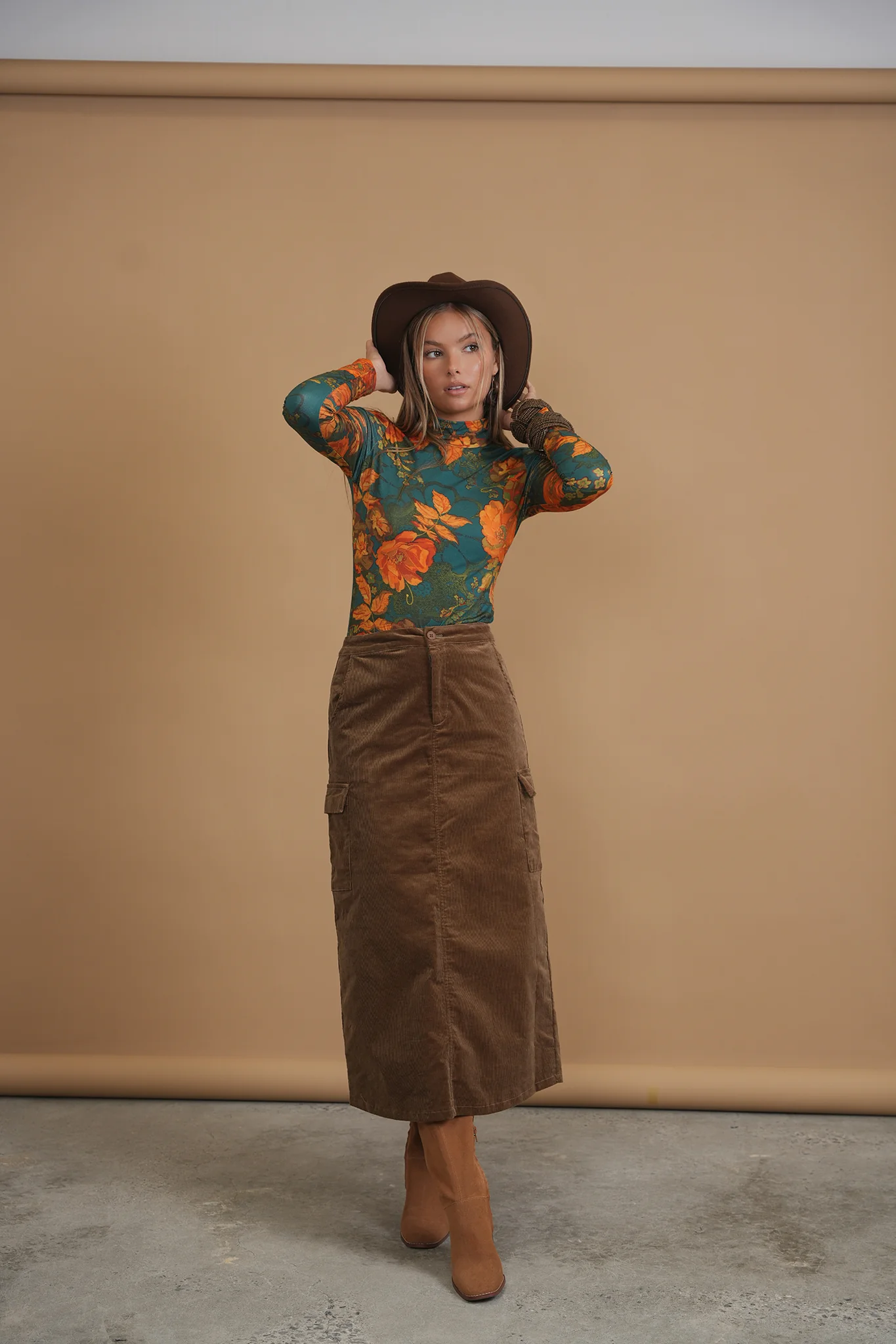 Bliss Cargo Skirt Deep Taupe Corduroy - Image 3