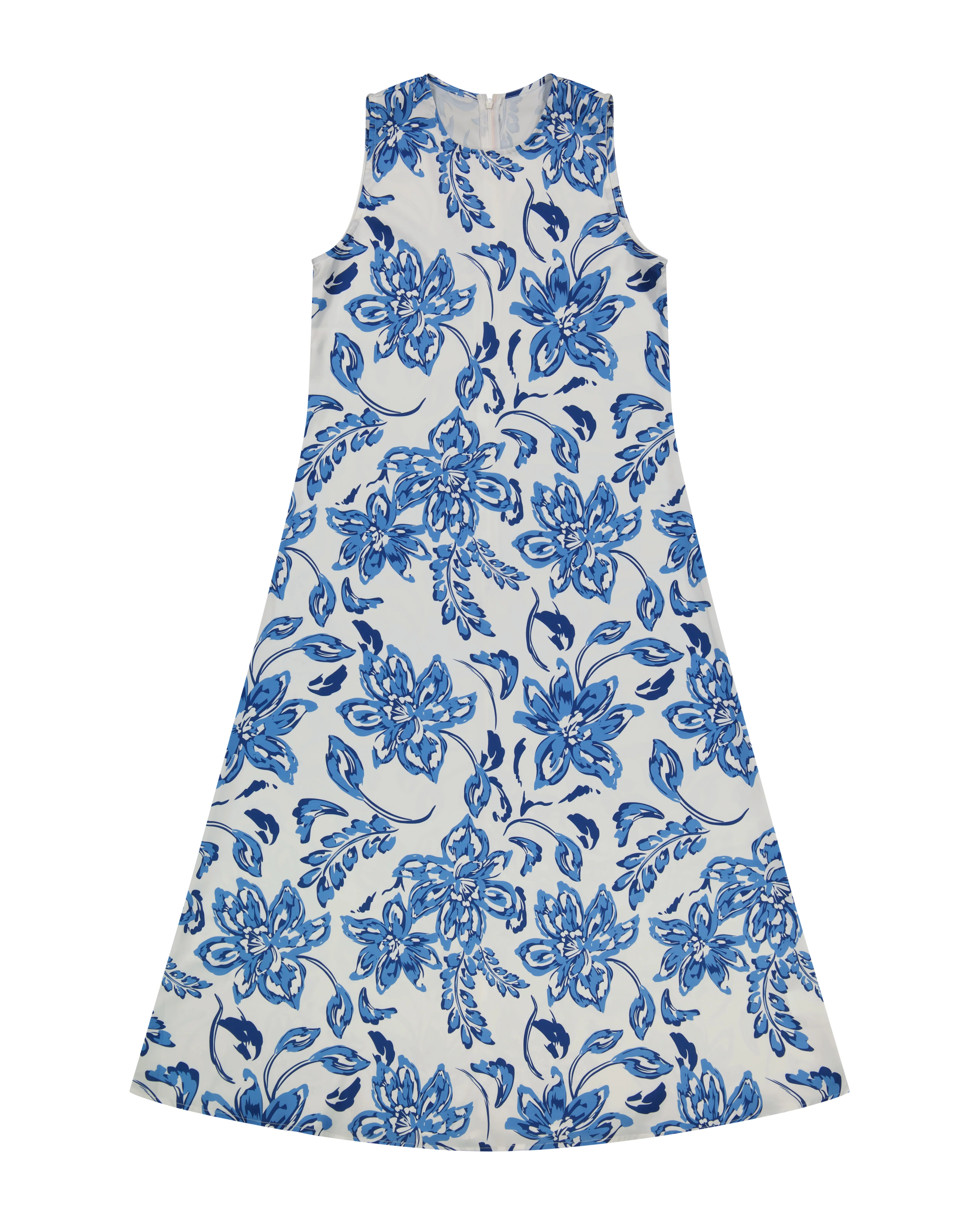 Bliss Crew Neck Slip Dress White Floral - Image 2
