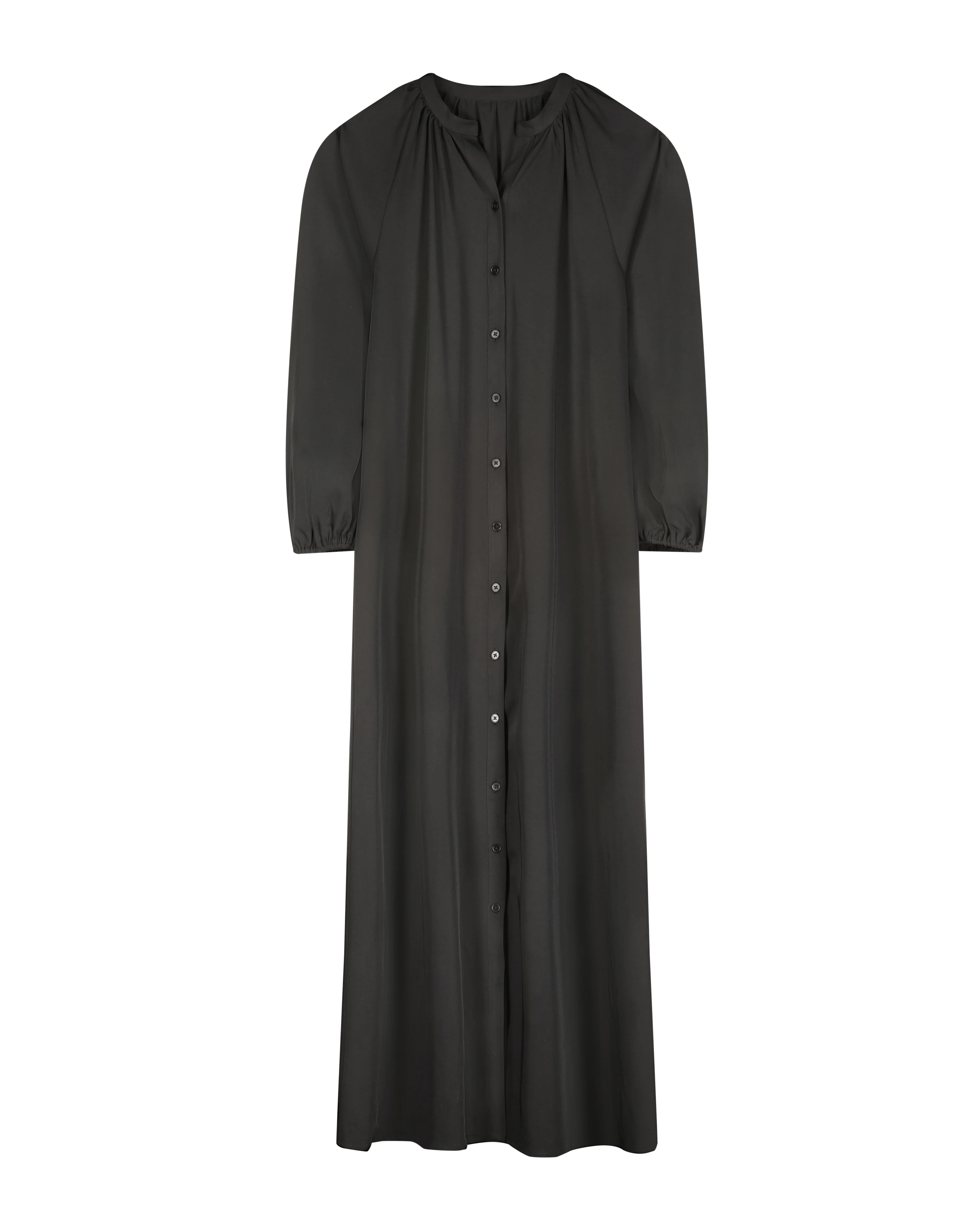 Bliss Flowy Button Maxi Dress Black - Image 5