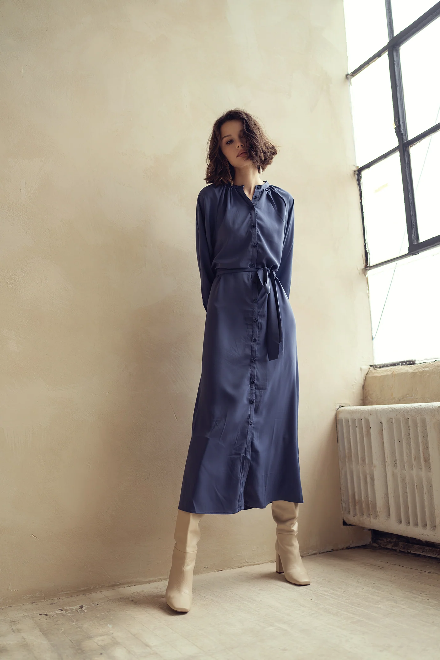Bliss Flowy Button Maxi Dress Blue - Image 2