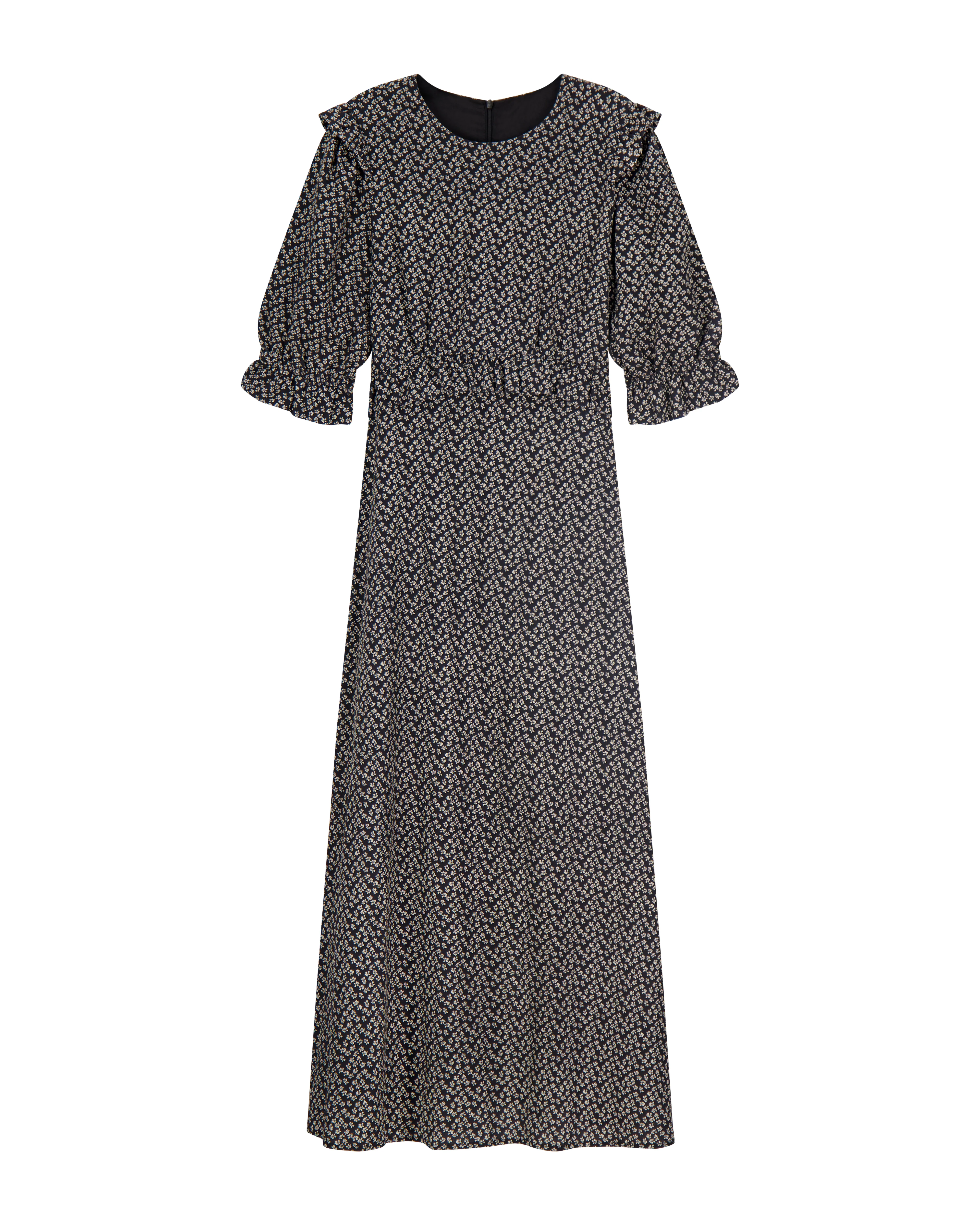 Bliss Flutter Sleeve Empire Waist Dress Black Floral - Image 2