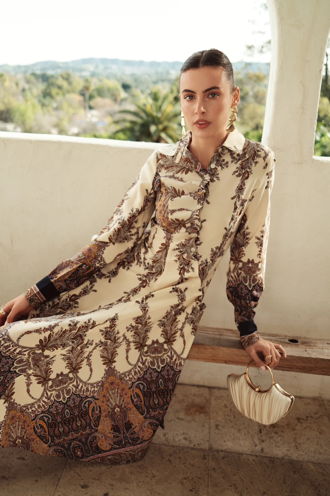 Bliss Gathered Button Paisley Dress - Image 4