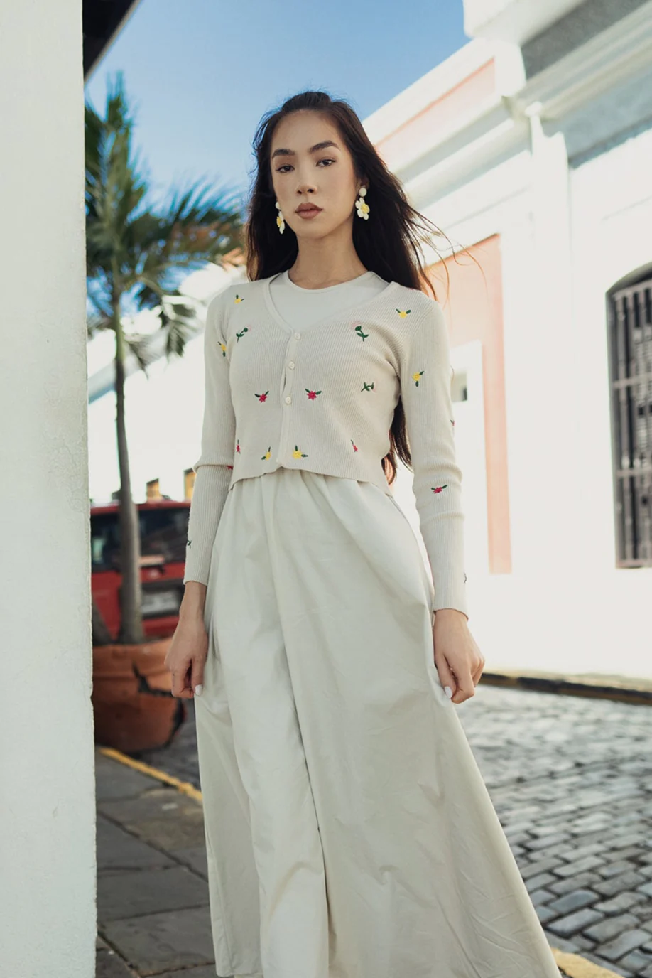 Bliss Knit Embroidered Cardi Cream - Image 2