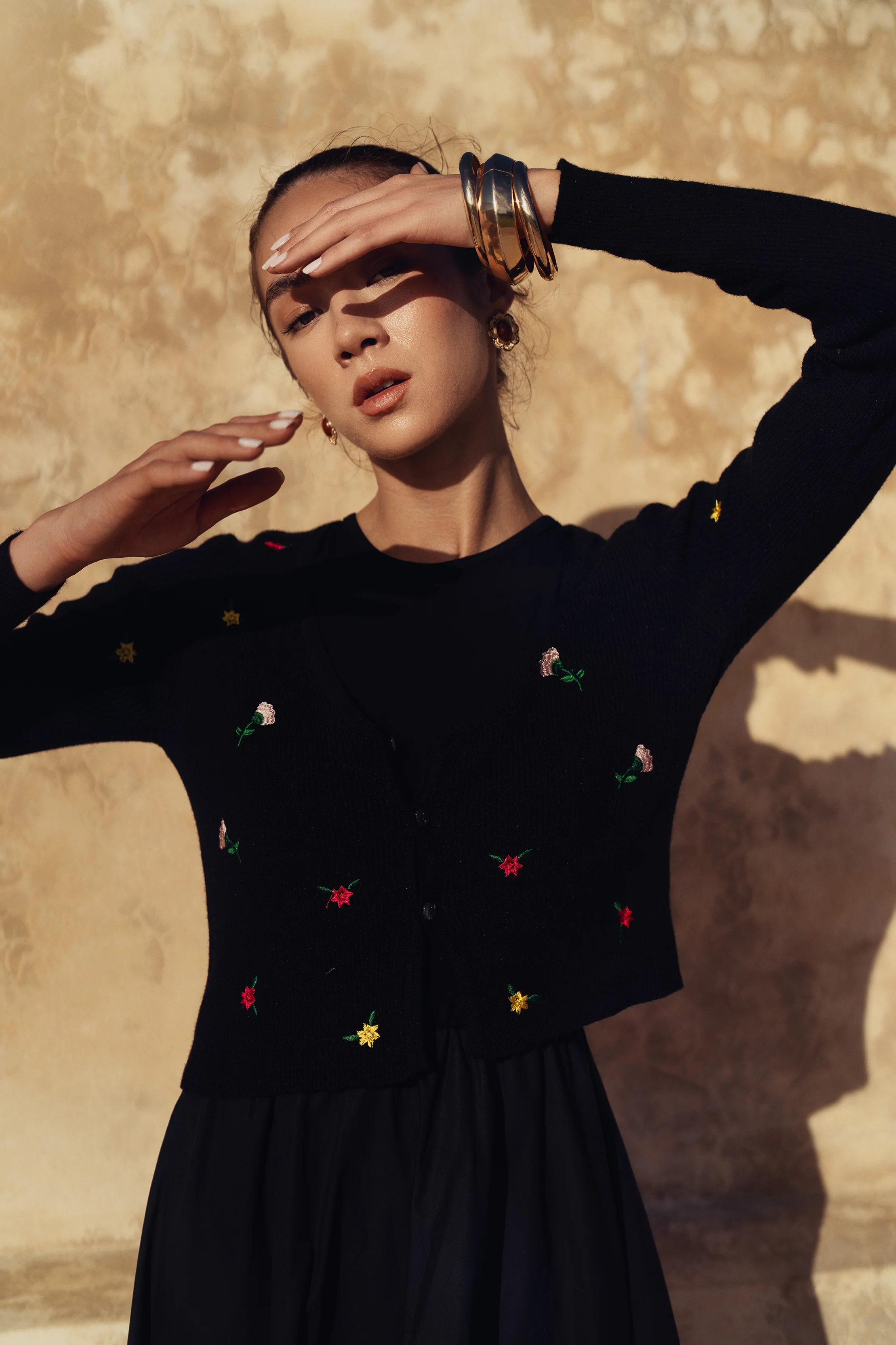 Bliss Knit Embroidered Cardi Black - Image 2