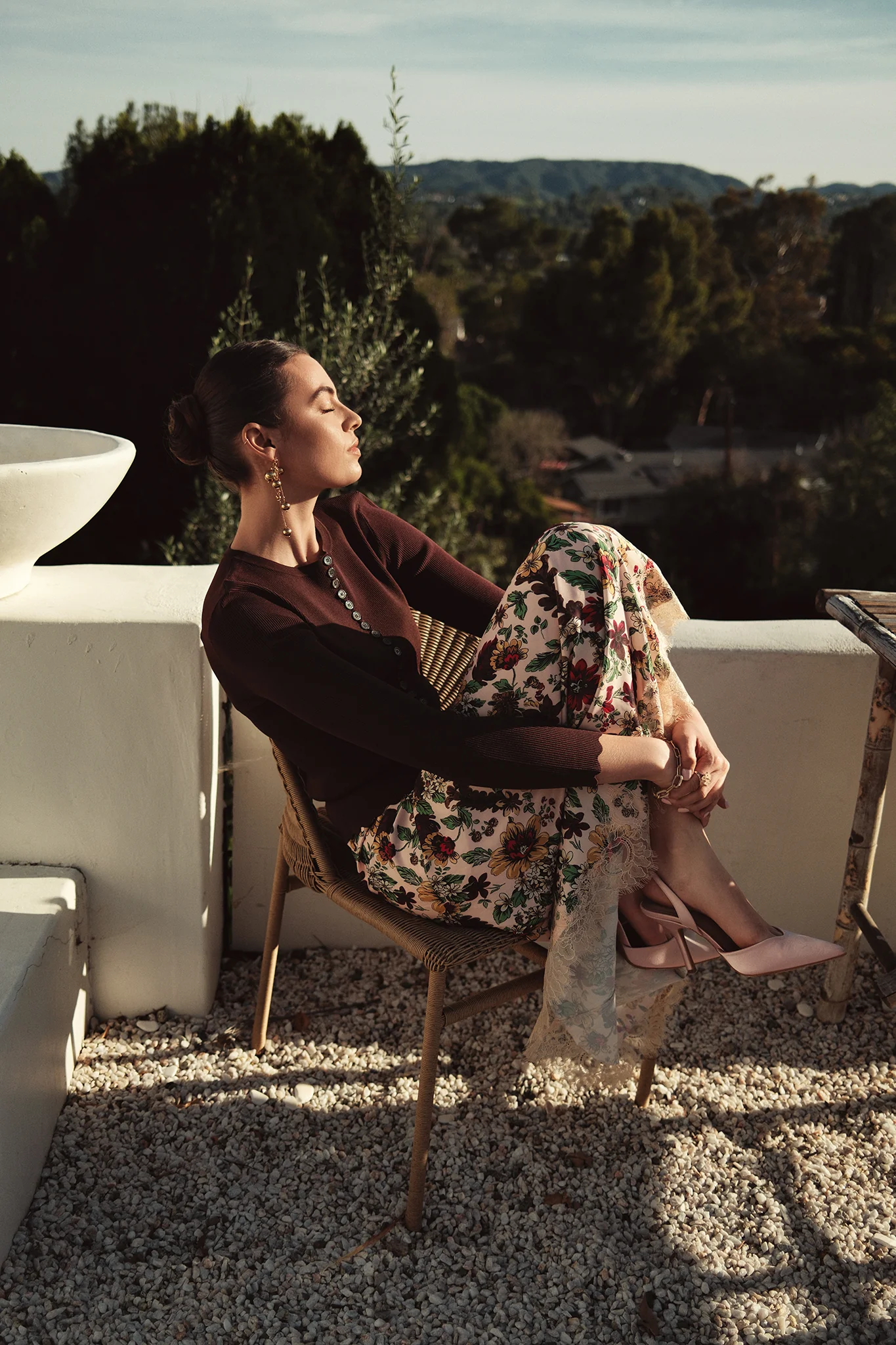 Bliss Lace Hem Skirt Light Floral - Image 3