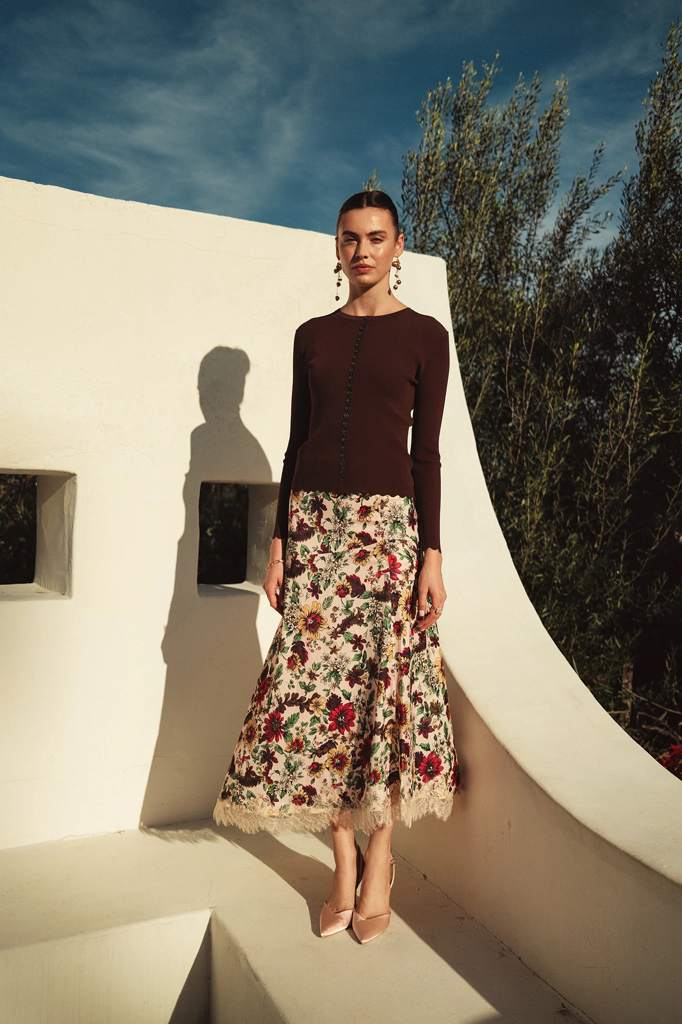 Bliss Lace Hem Skirt Light Floral - Image 4