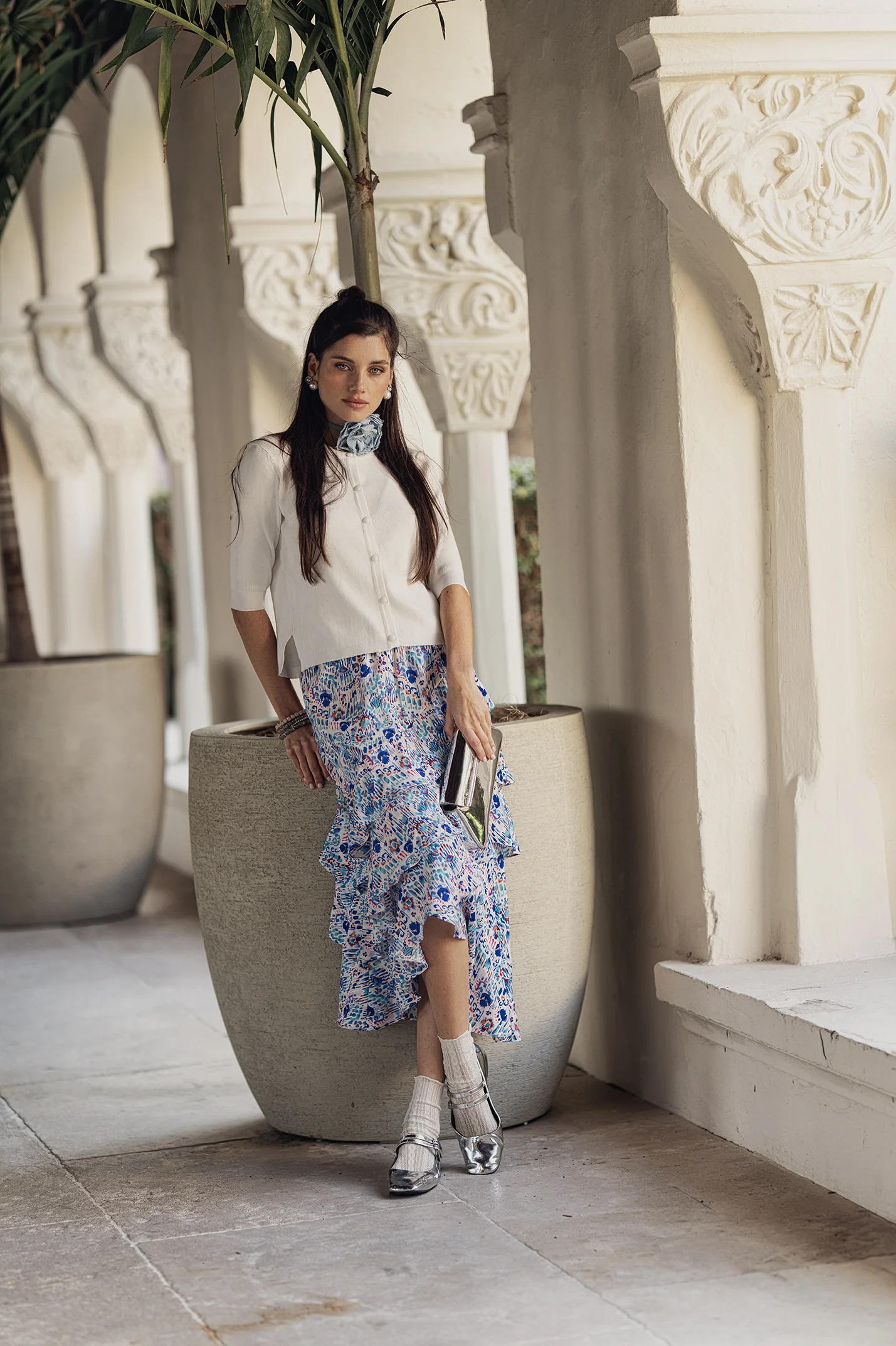 Bliss Layered Skirt Blue Print - Image 3
