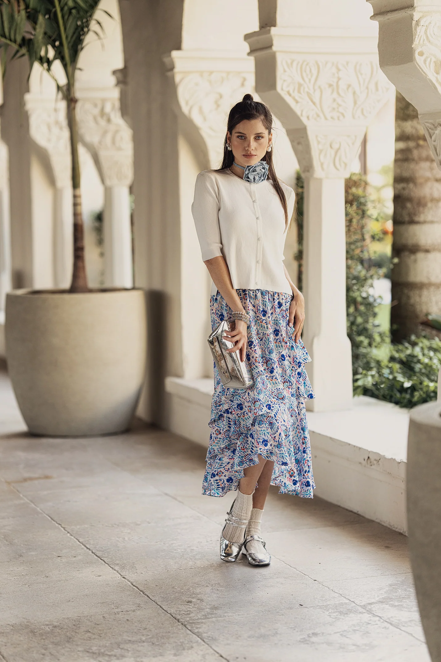 Bliss Layered Skirt Blue Print - Image 4