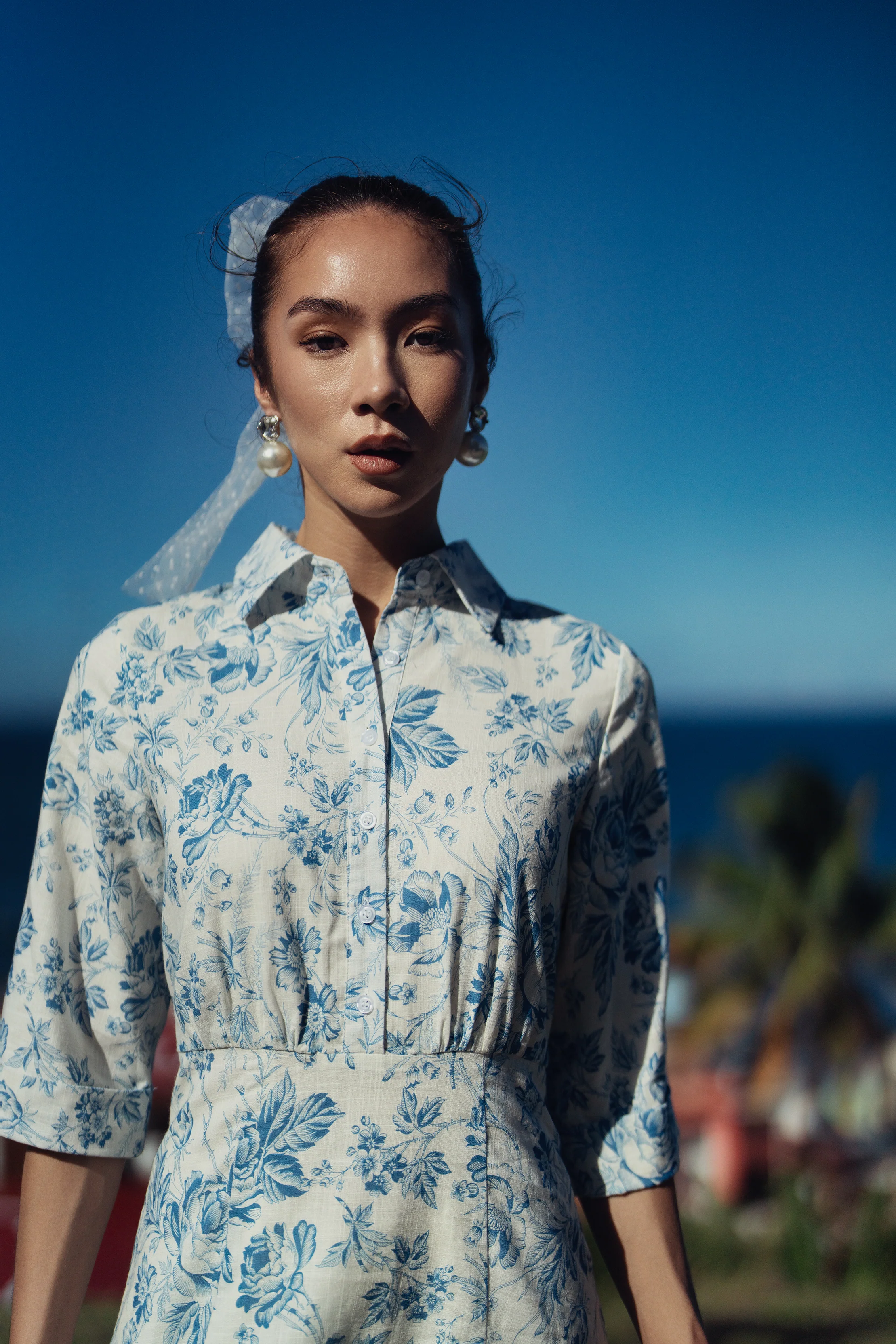 Bliss Linen Shirt Dress Toile Print