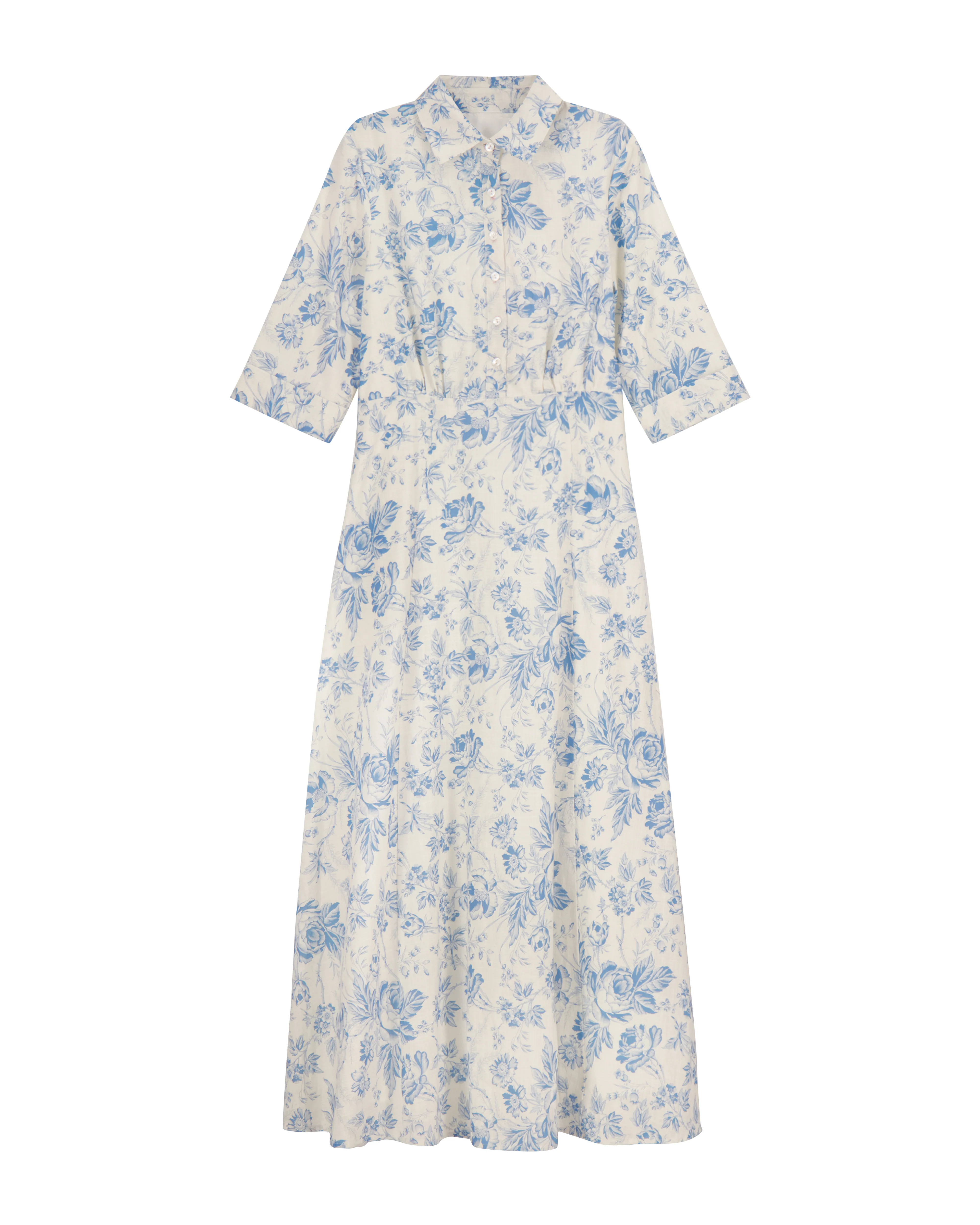Bliss Linen Shirt Dress Toile Print - Image 2