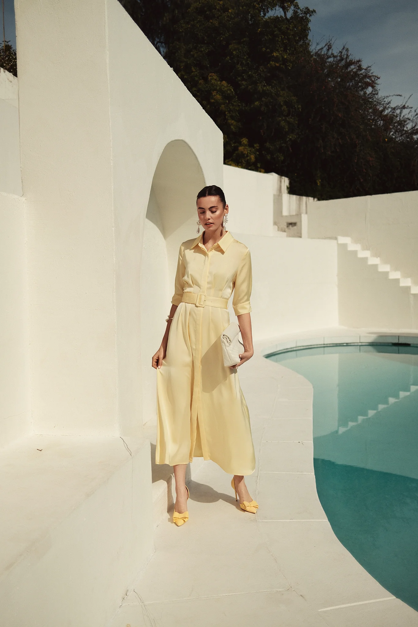 Bliss Pintuck Midi Dress Butter Yellow - Image 3
