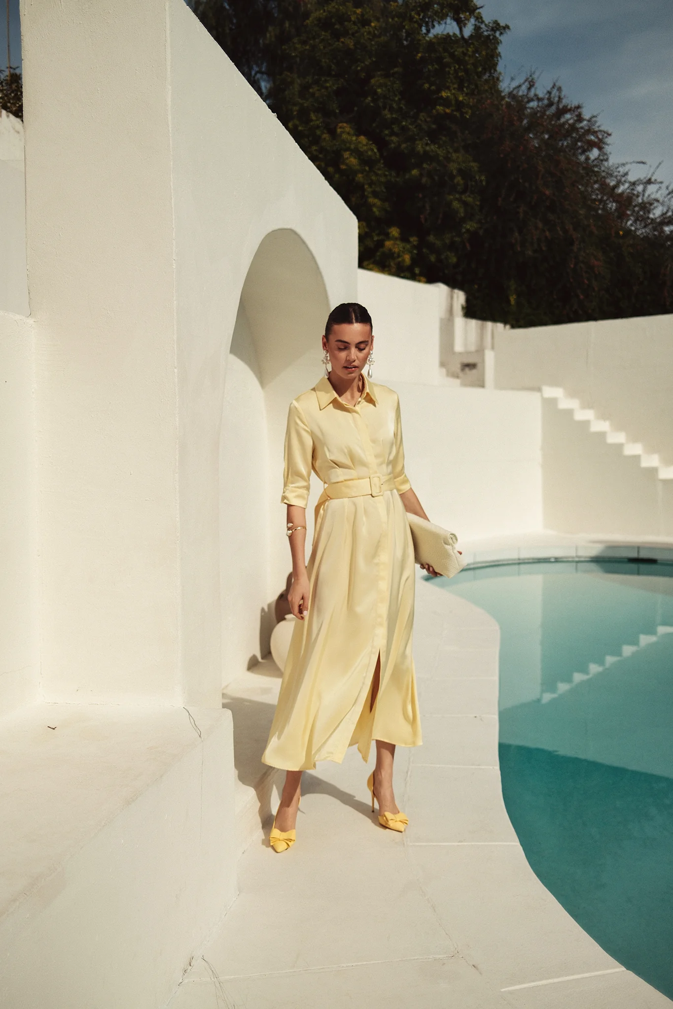 Bliss Pintuck Midi Dress Butter Yellow - Image 4