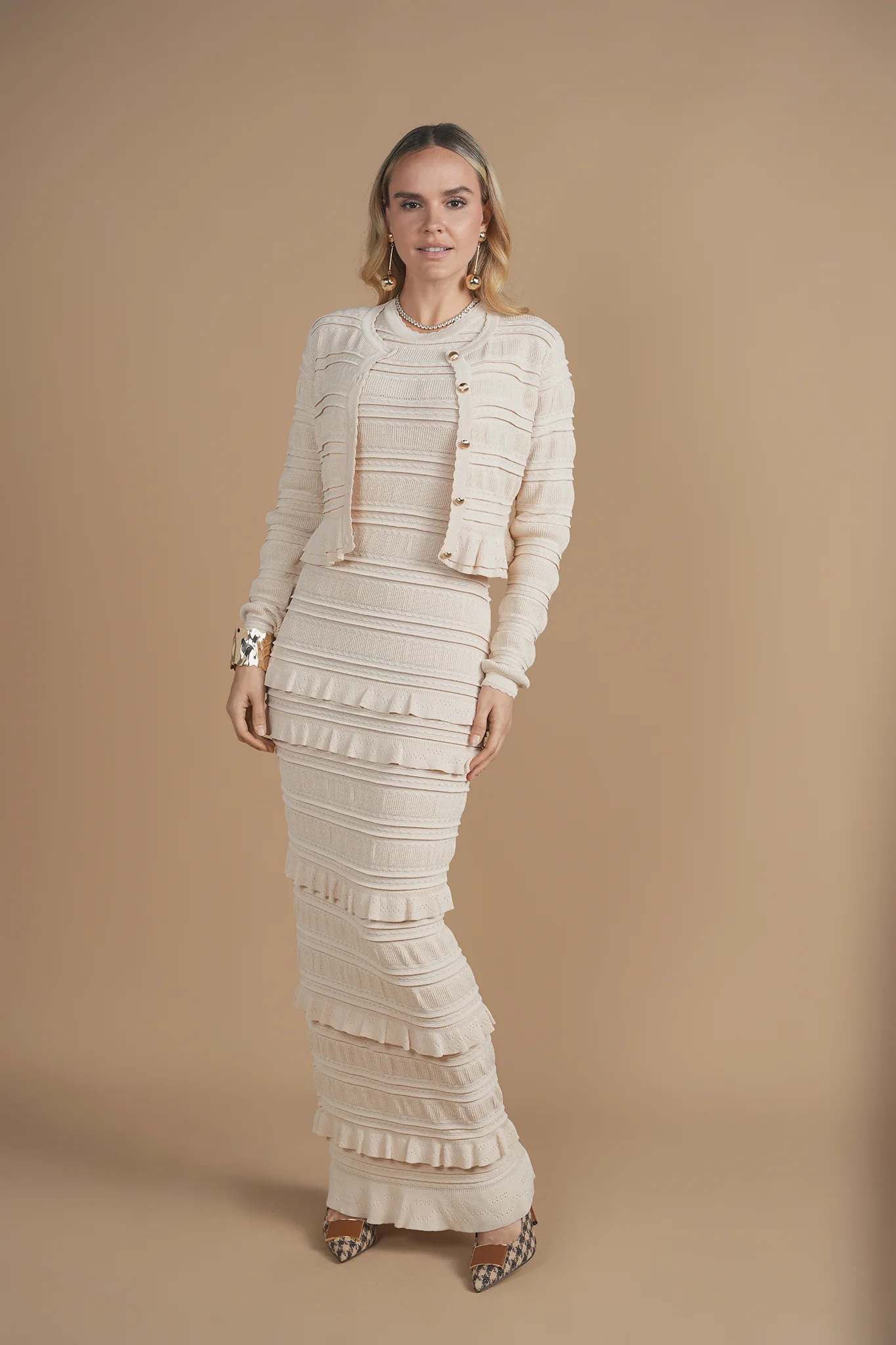 Bliss Pointelle Sleeveless Dress Cream - Image 3