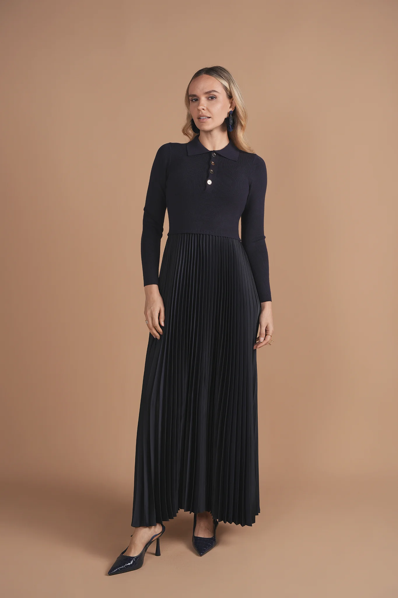 Bliss Polo Pleated Combo Navy