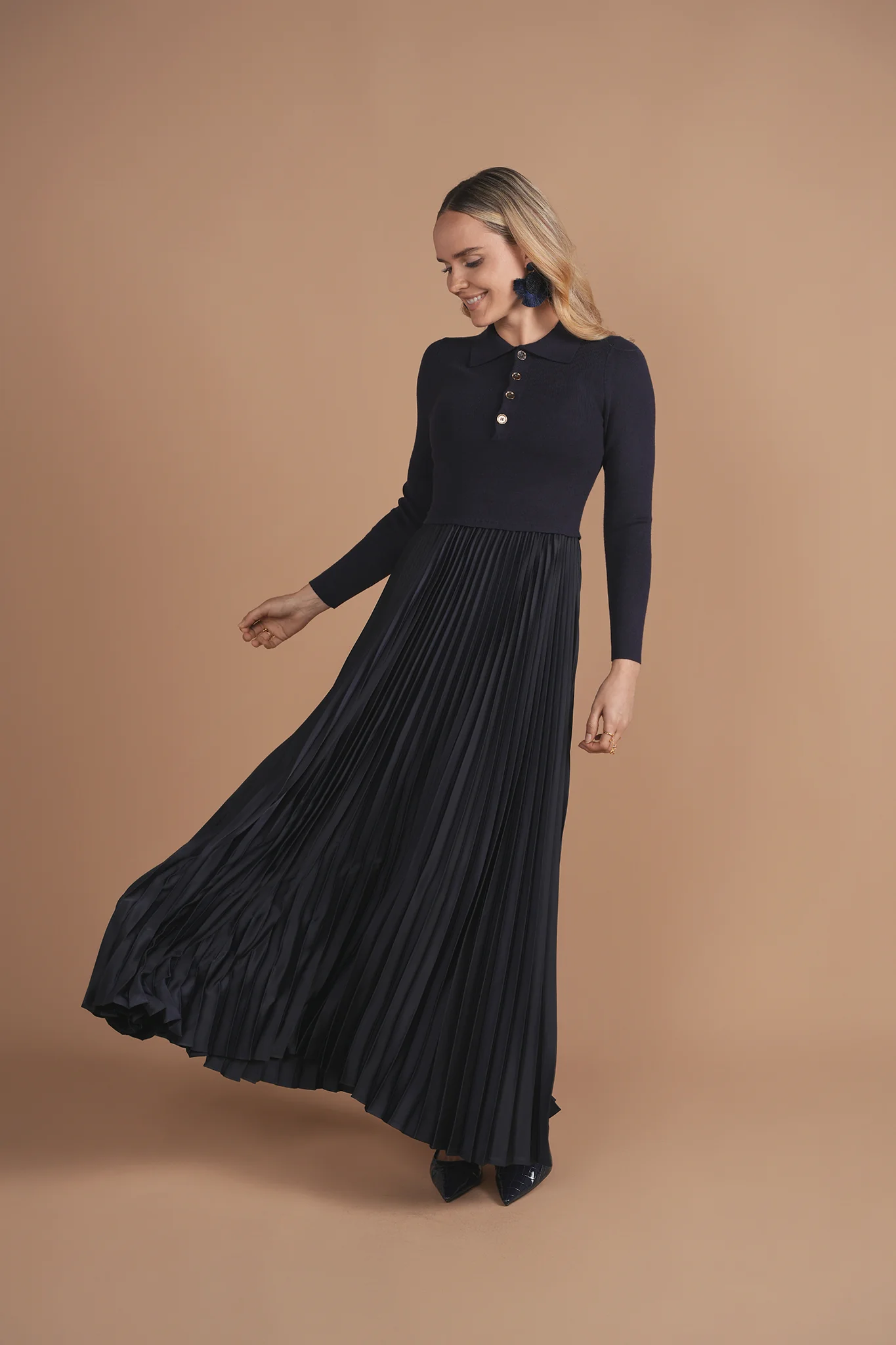 Bliss Polo Pleated Combo Navy - Image 2