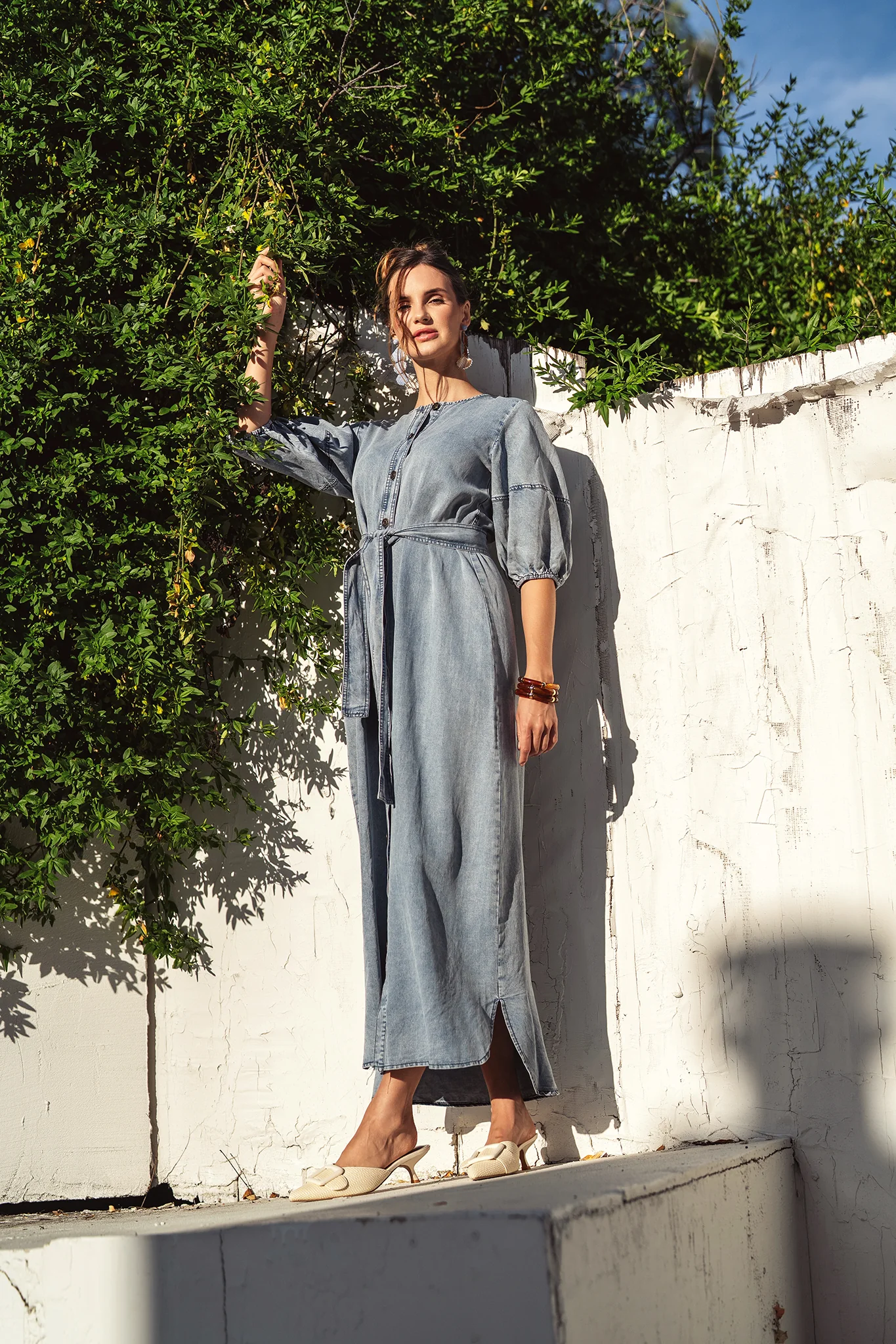 Bliss Puff Sleeve Denim Dress Tencil - Image 2