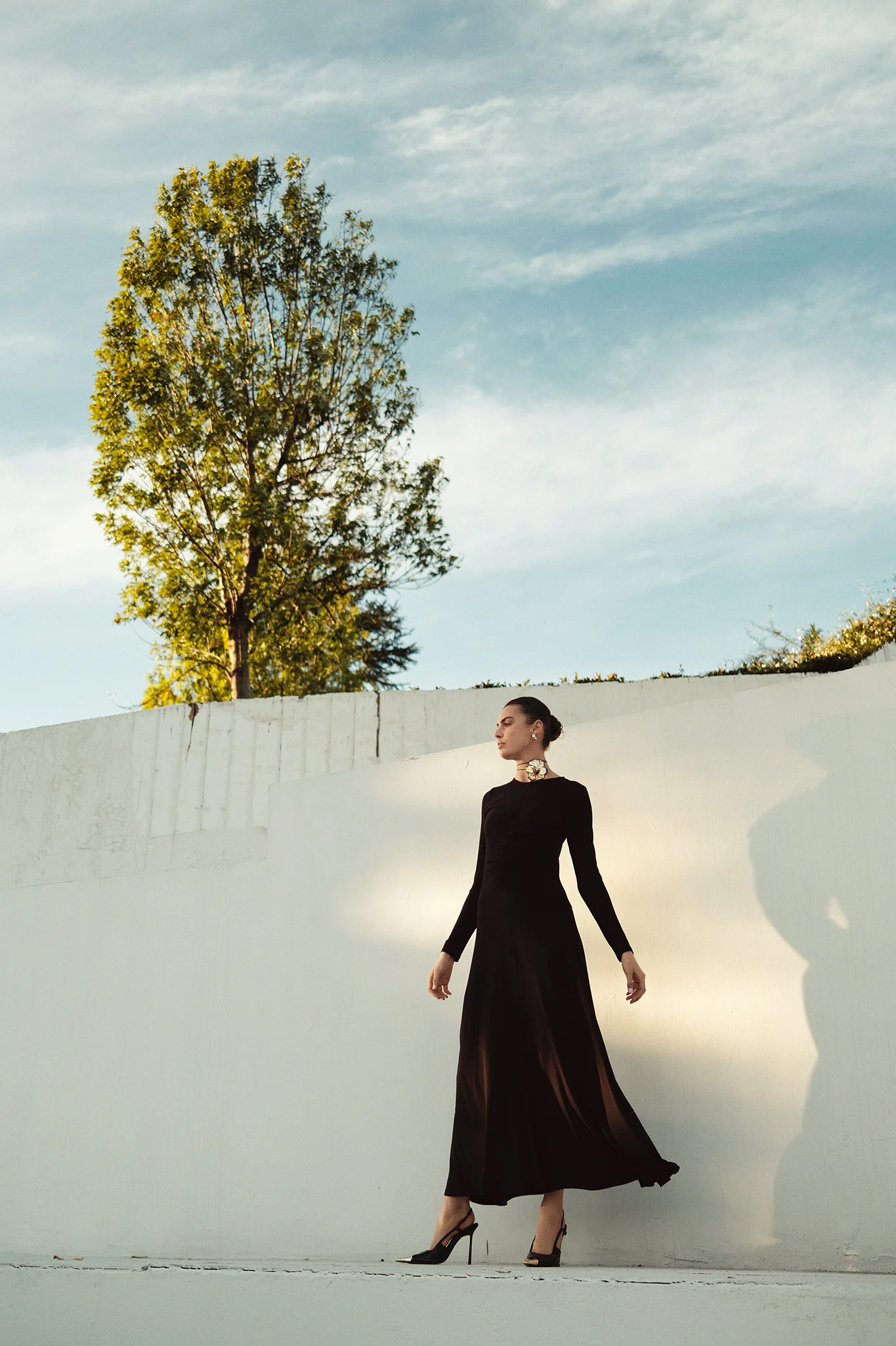 Bliss Ruched Jersey Maxi Dress Black - Image 3