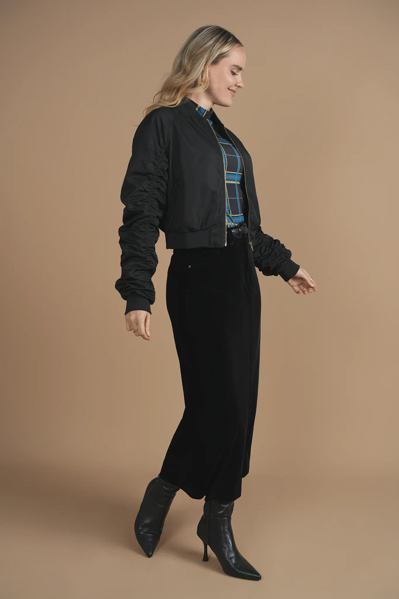 Bliss Ruched Sleeve Bomber - Image 3
