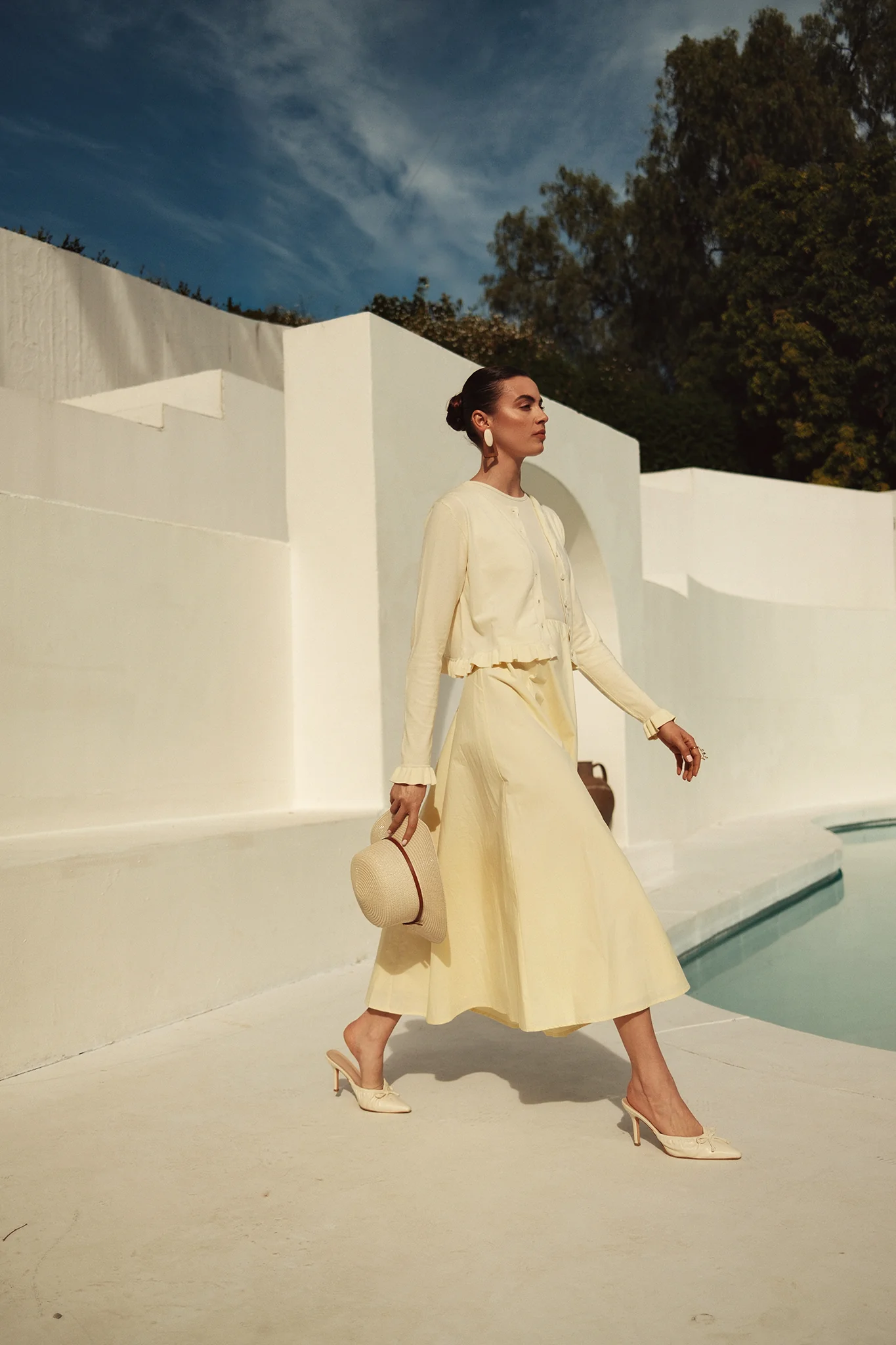 Bliss Ruffle Bottom Cropped Cardi Butter Yellow - Image 3