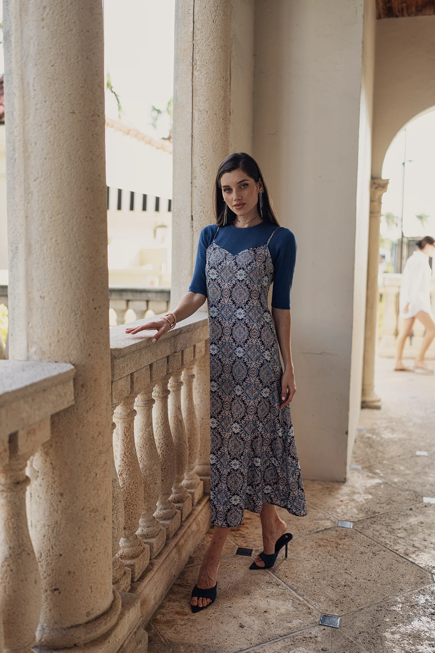 Bliss Satin Slip Dress Combo Royal Print - Image 4