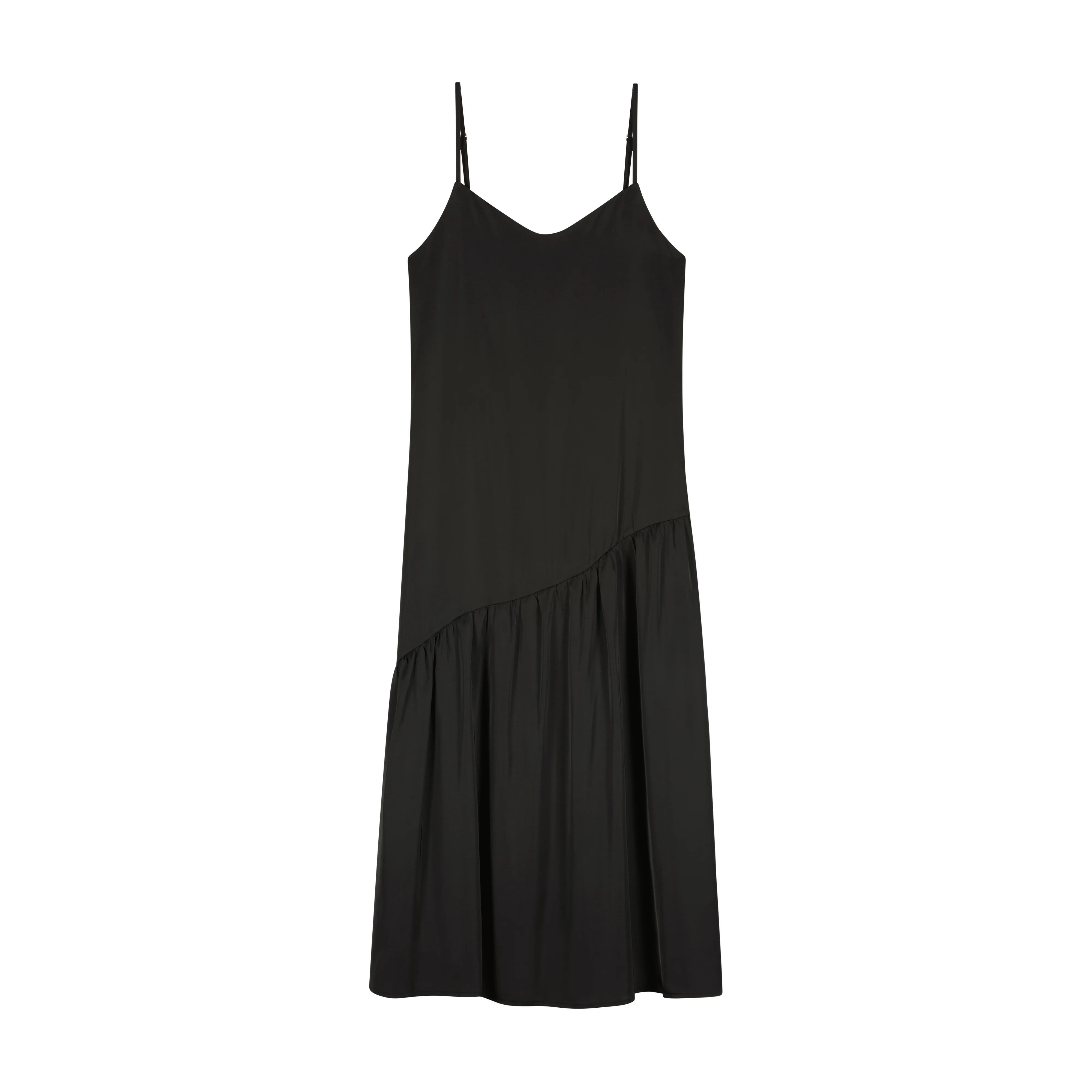 Bliss Slip Dress With Asymmetric Detail Black - Image 2