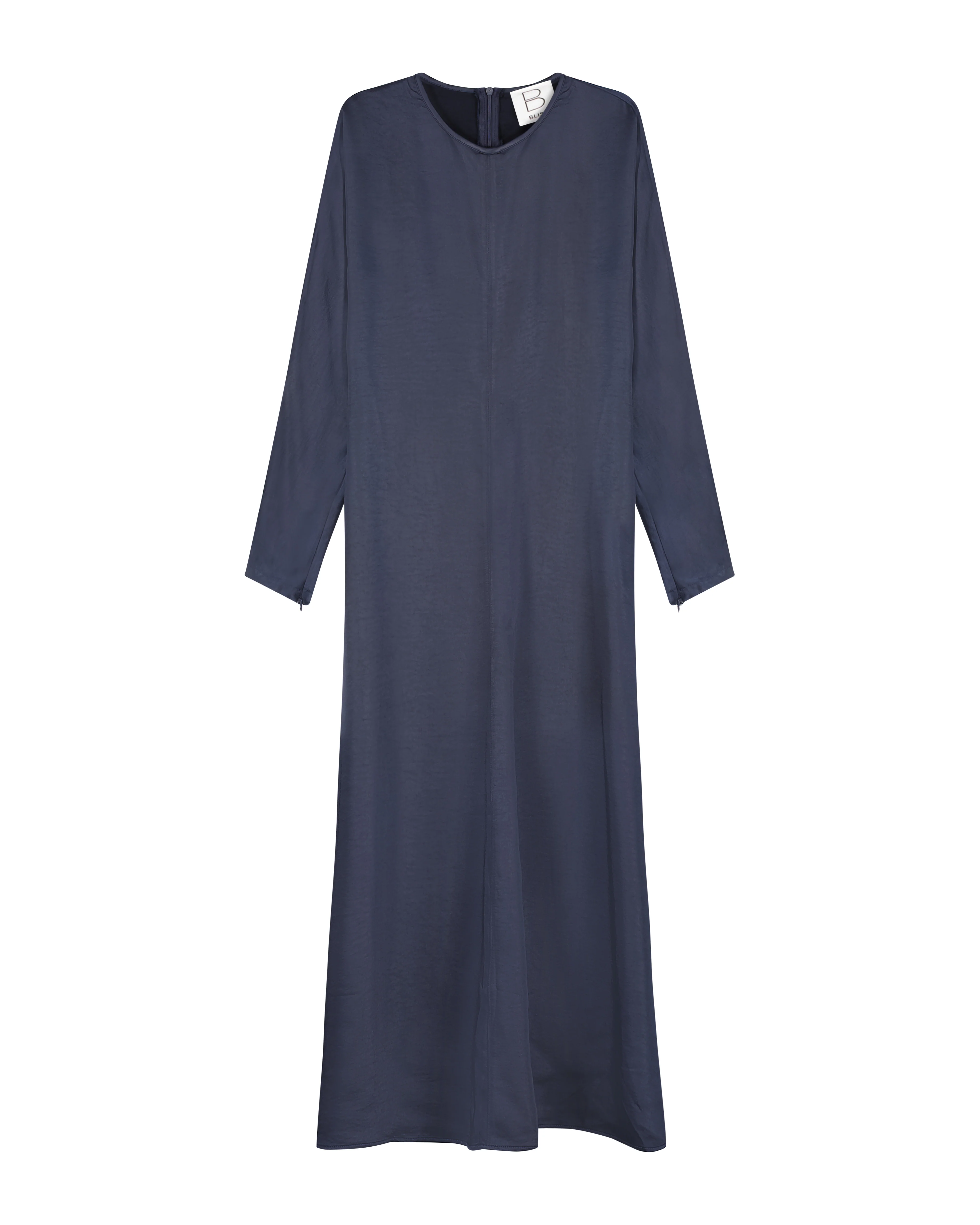 Bliss Solid Satin Cocoon Dress Navy - Image 2