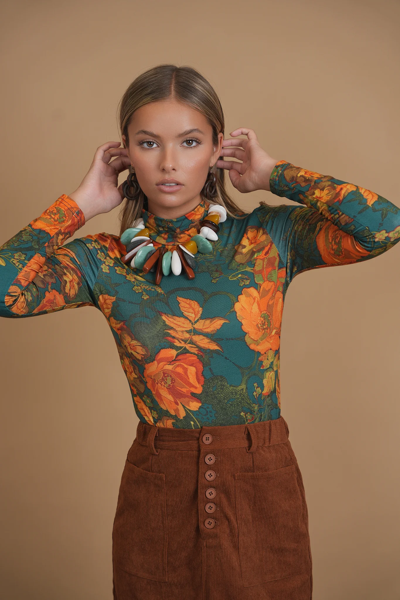 Bliss Straight Corduroy Skirt Camel - Image 3
