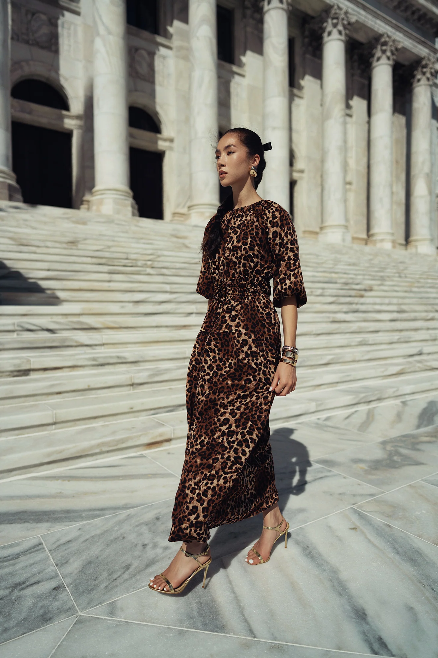 Bliss Tie Tiered Maxi Leopard