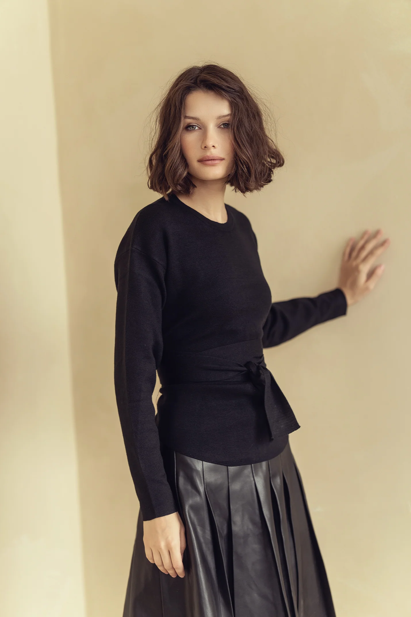 Bliss Tie Wrap Sweater Black - Image 2