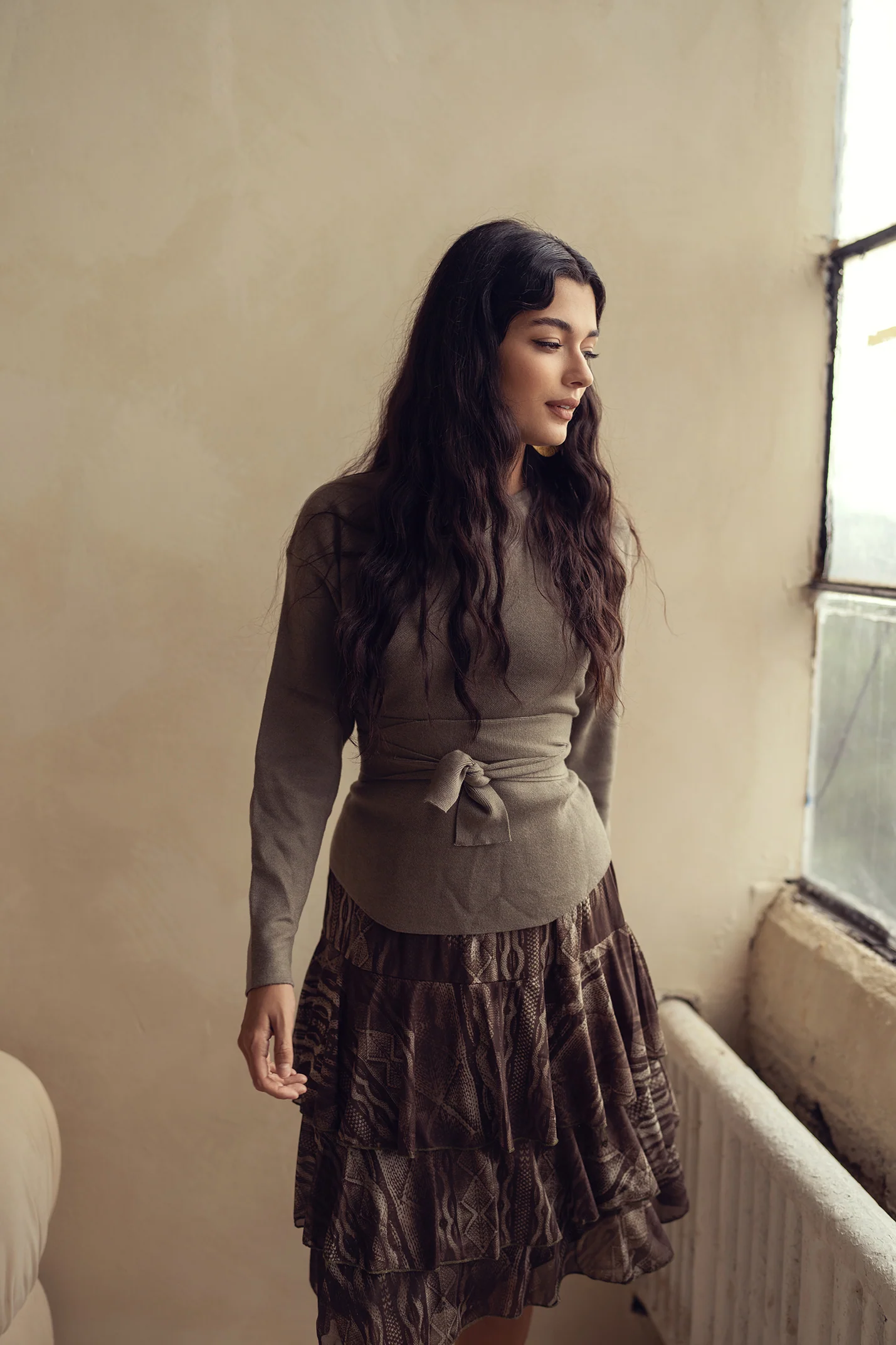 Bliss Tie Wrap Sweater Olive - Image 4