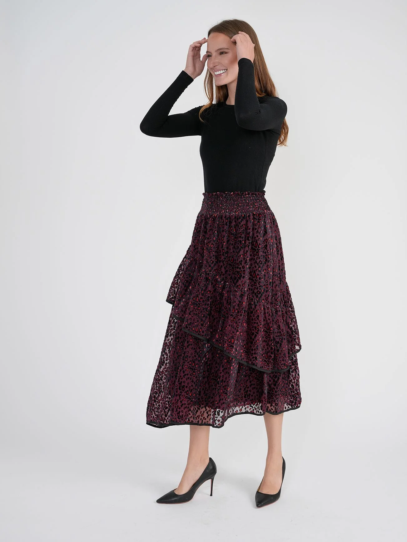 Bliss Velvet Burnout Printed Skirt - Image 3