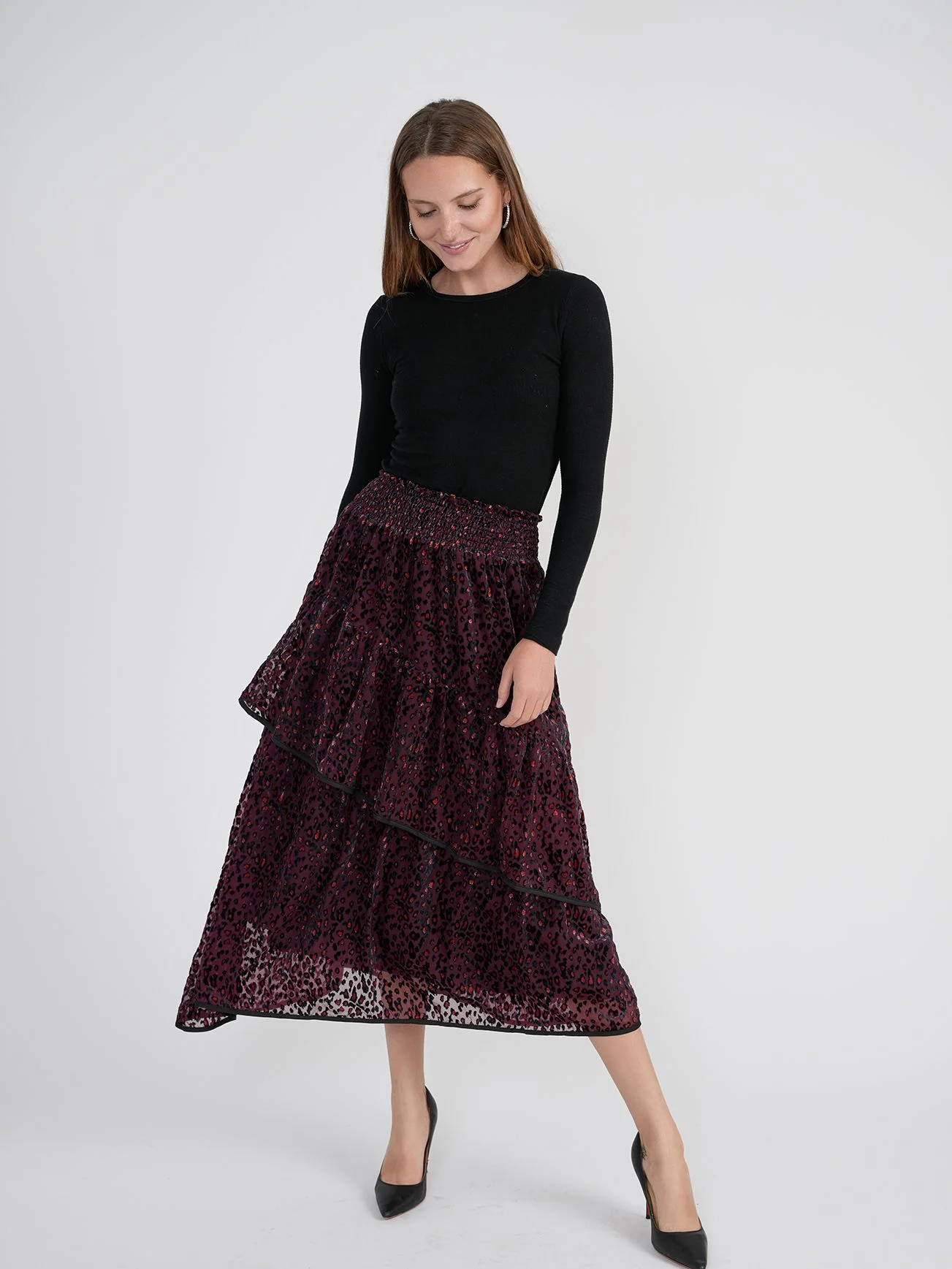 Bliss Velvet Burnout Printed Skirt - Image 4