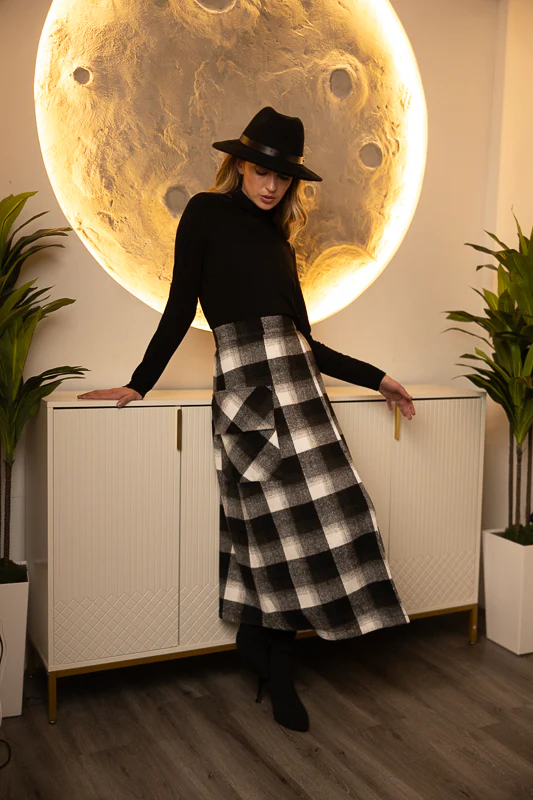 Byrd B&W Plaid Skirt - Image 3