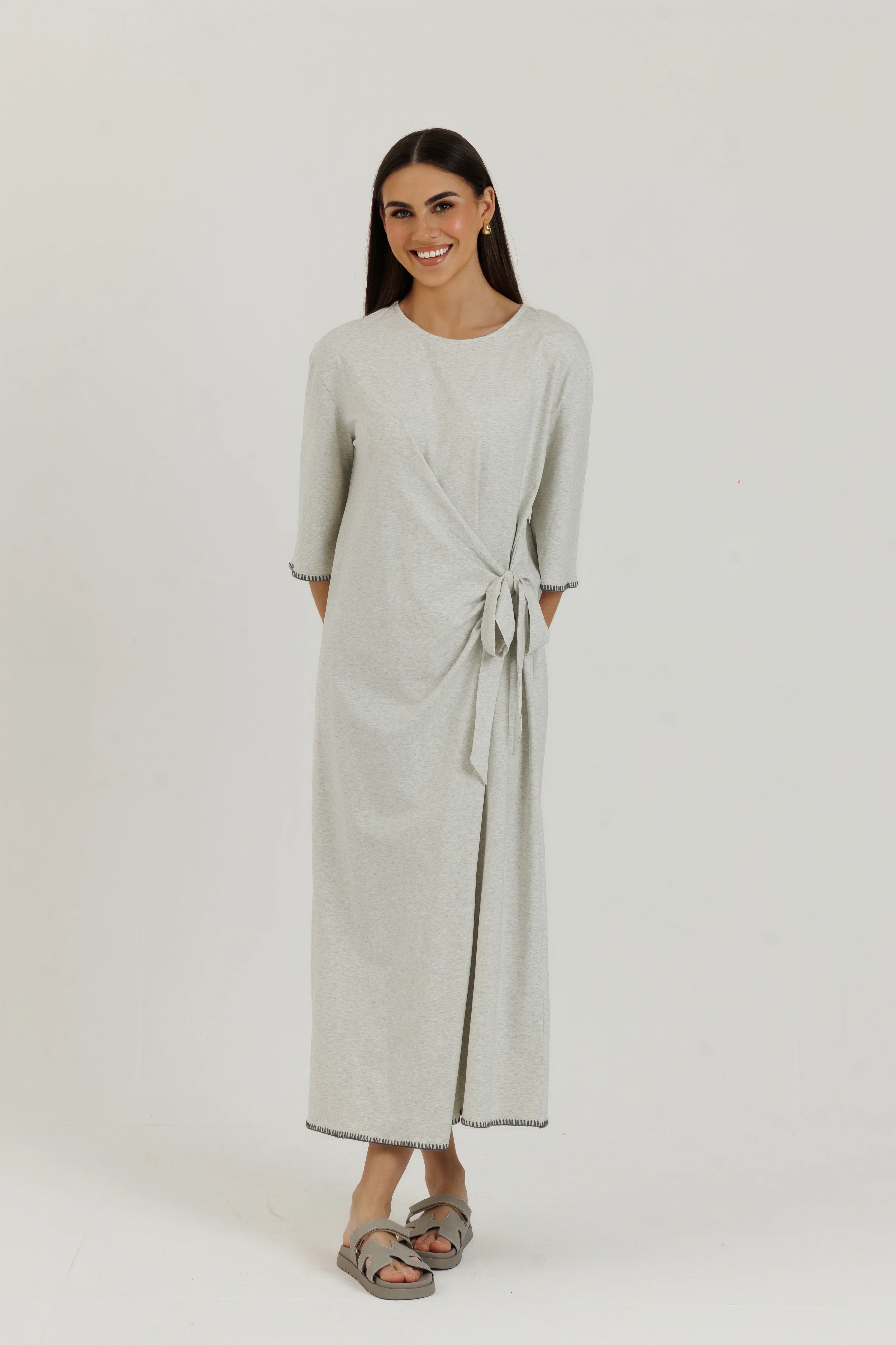 Loup Cotton Stitch Dress Grey - Image 2