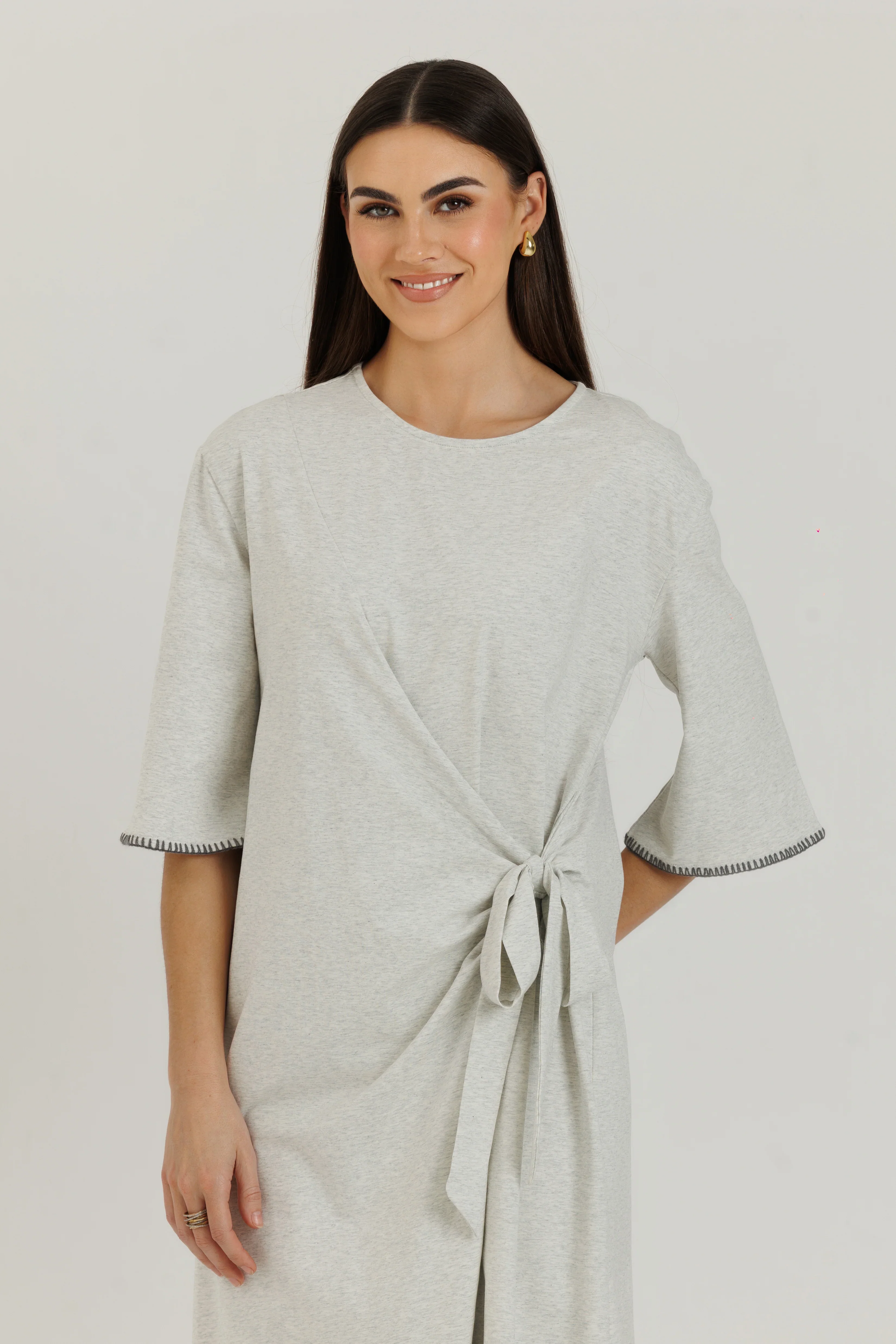 Loup Cotton Stitch Dress Grey - Image 3