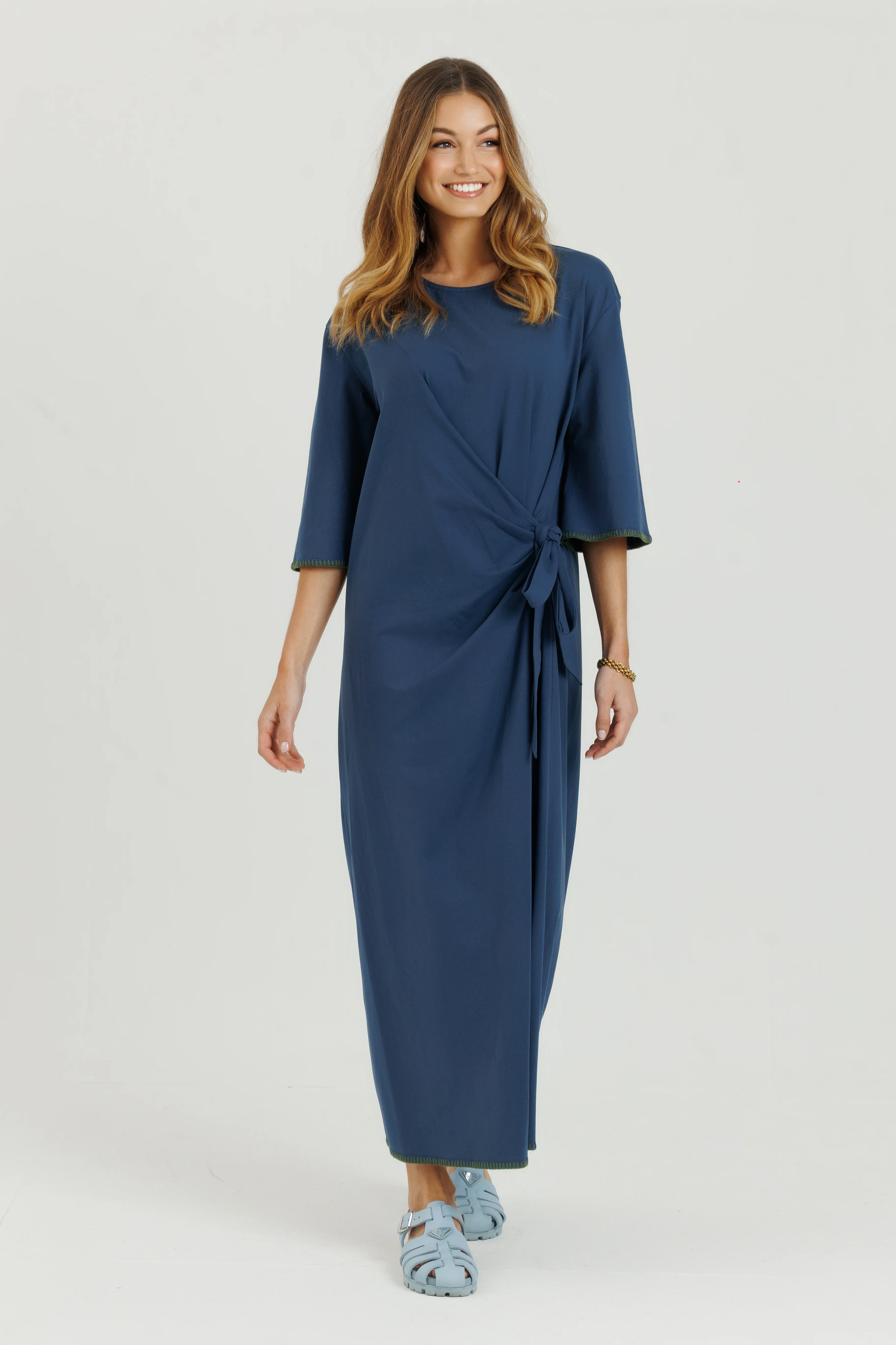 Loup Cotton Stitch Dress Navy - Image 2