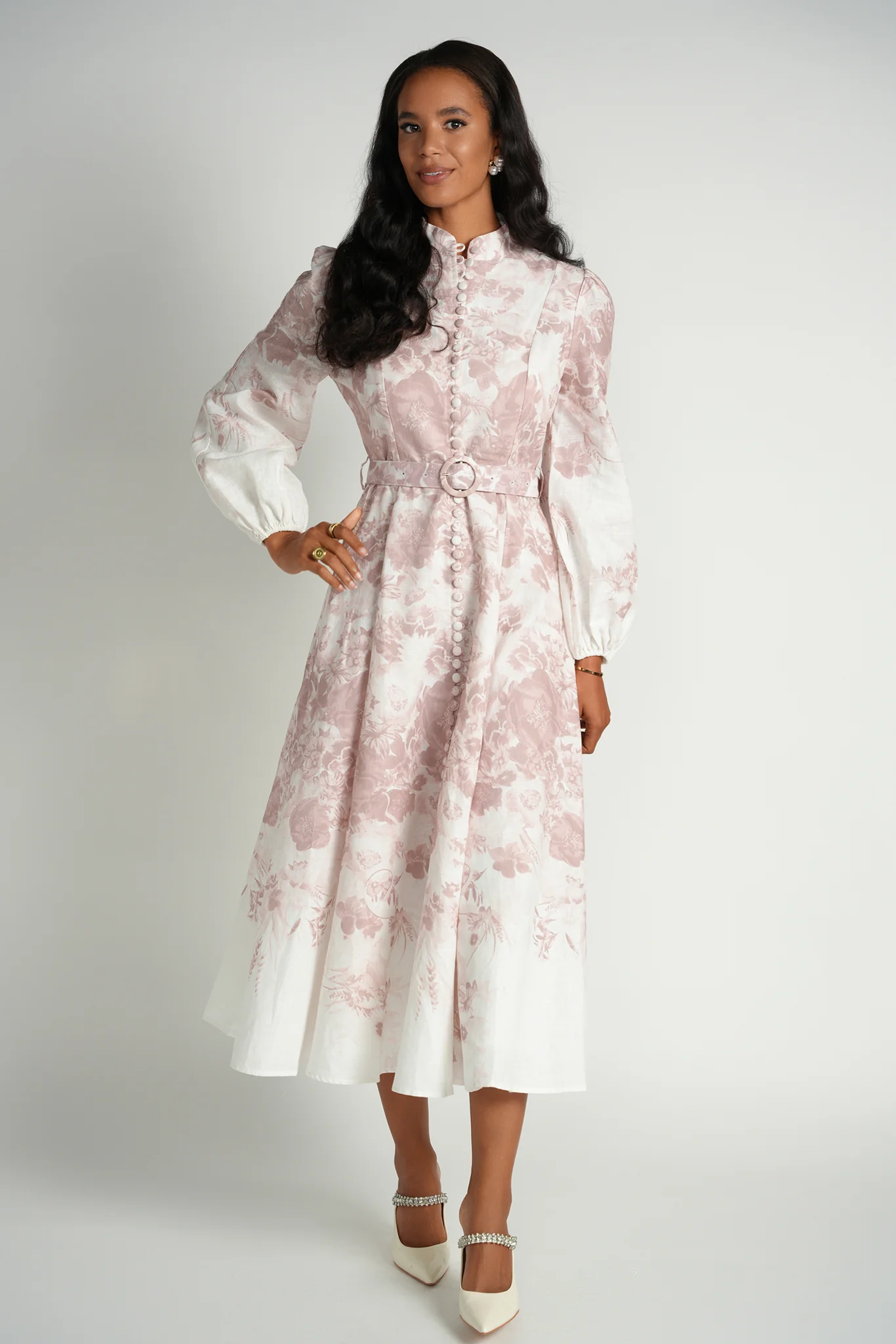 Ellie Makir Belted Maxi Linen Dress