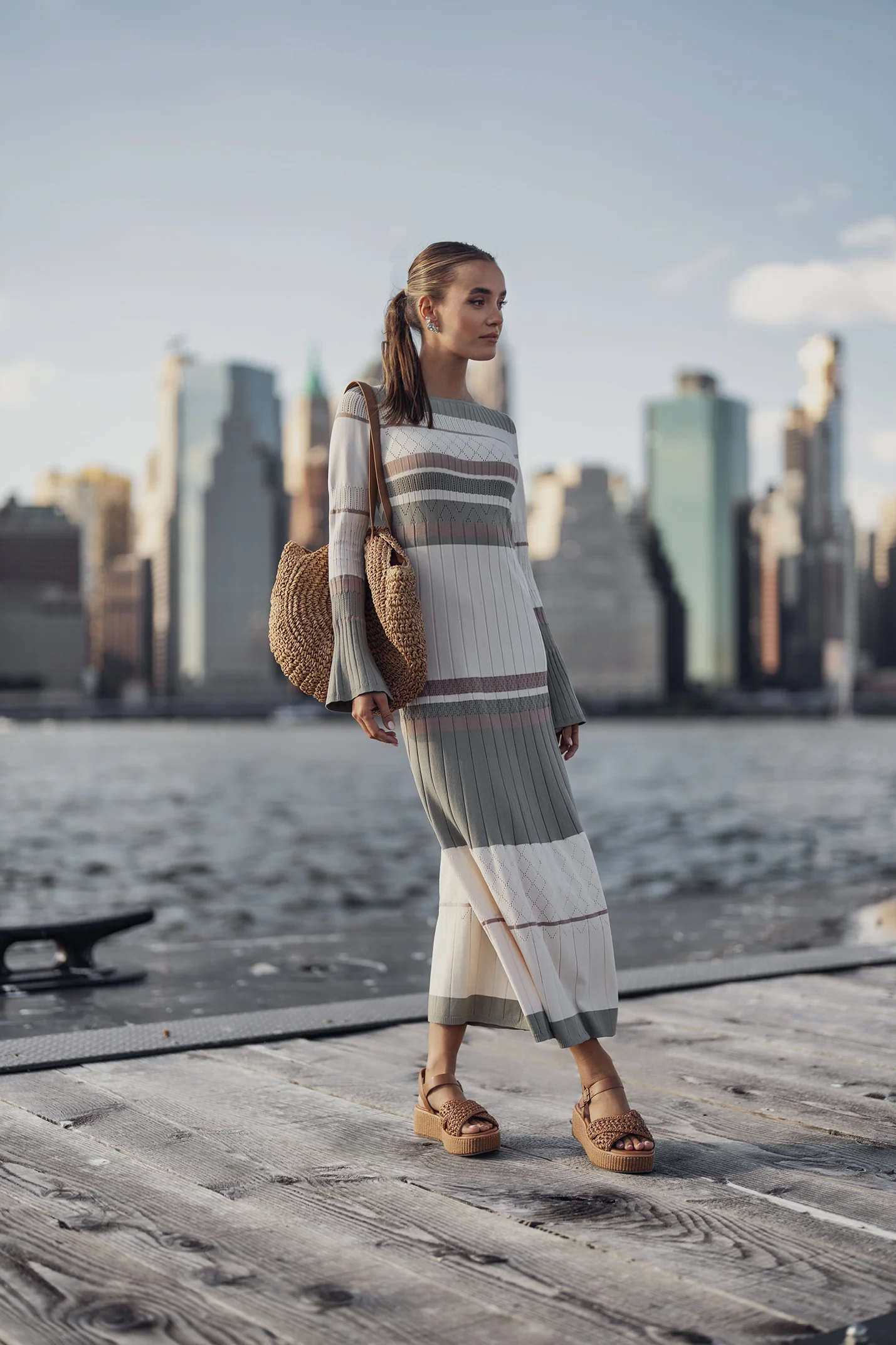 Ellie Makir Chromatic Knit Dress Desert