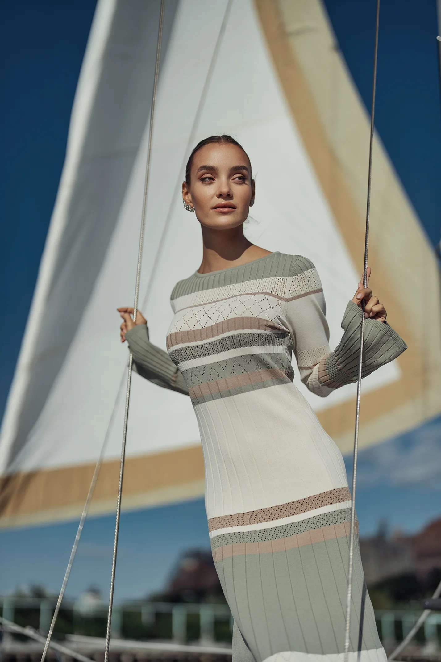 Ellie Makir Chromatic Knit Dress Desert - Image 3